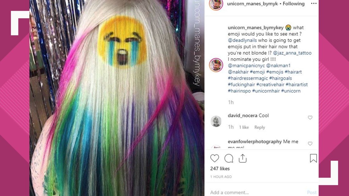 VIDEO: Australian stylist paints unicorn colored emoji hair