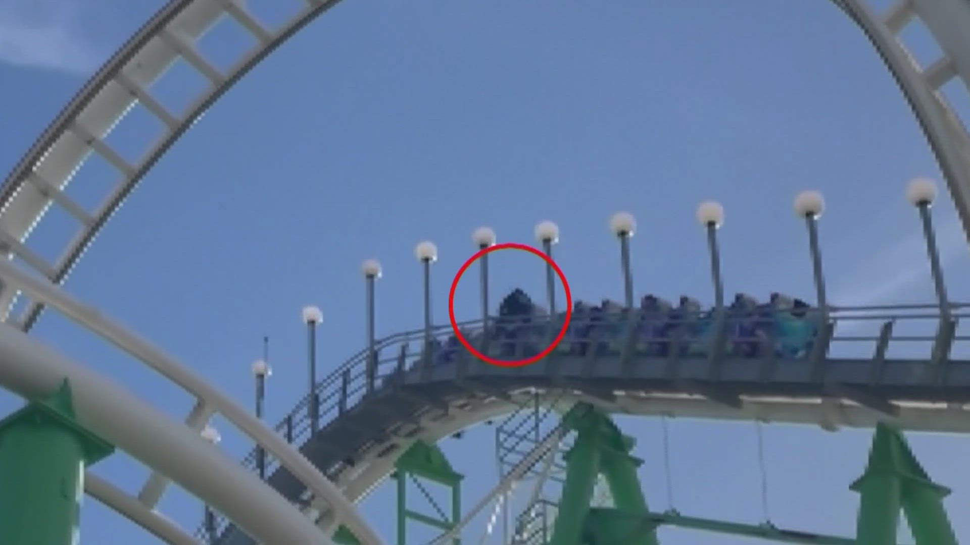 Cell phone video captured the moment a man climbed out of a moving roller coaster at Castles N' Coasters.