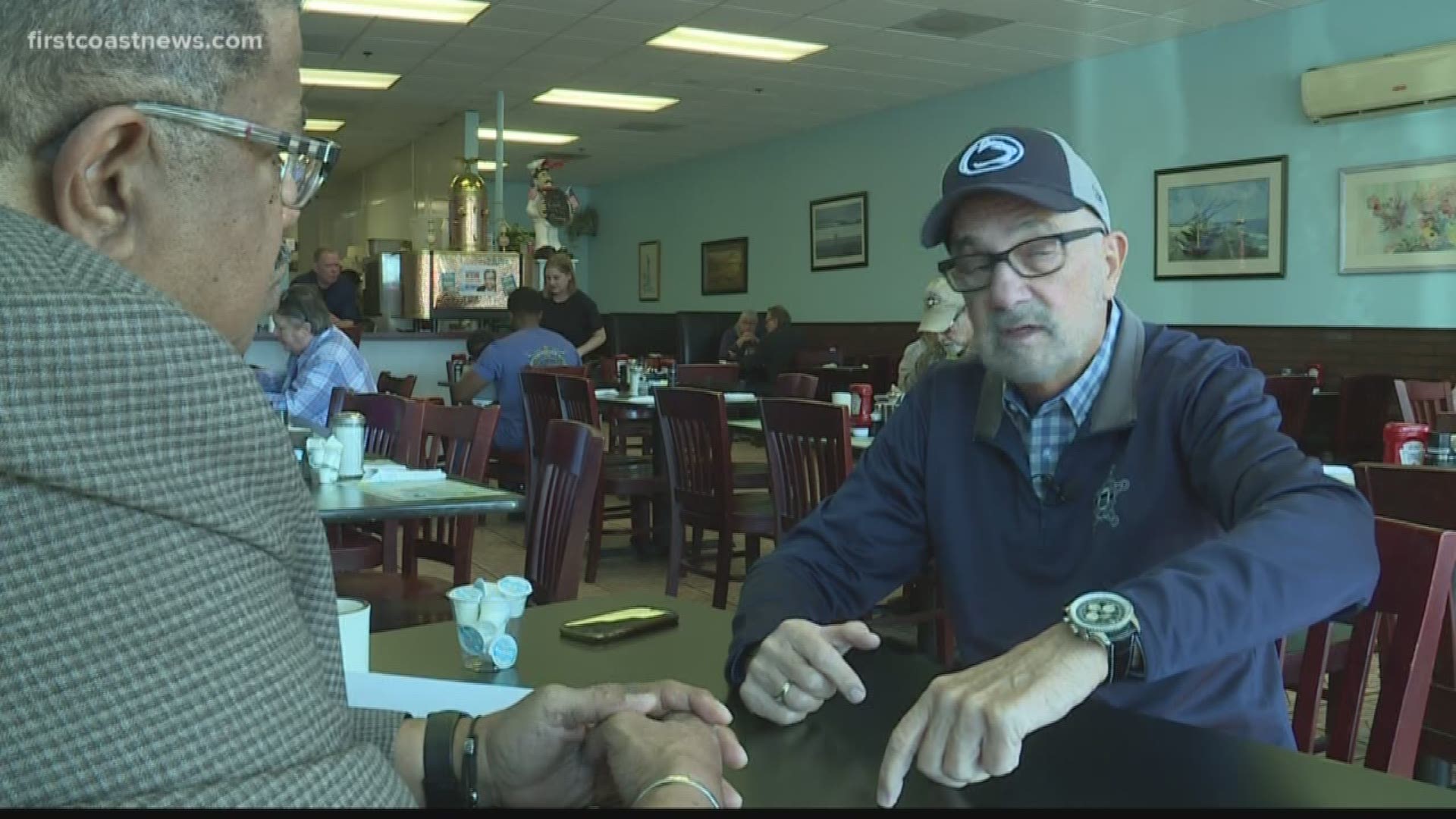 Ken Amaro visited the Oceana Diner to listen to the community's concerns.