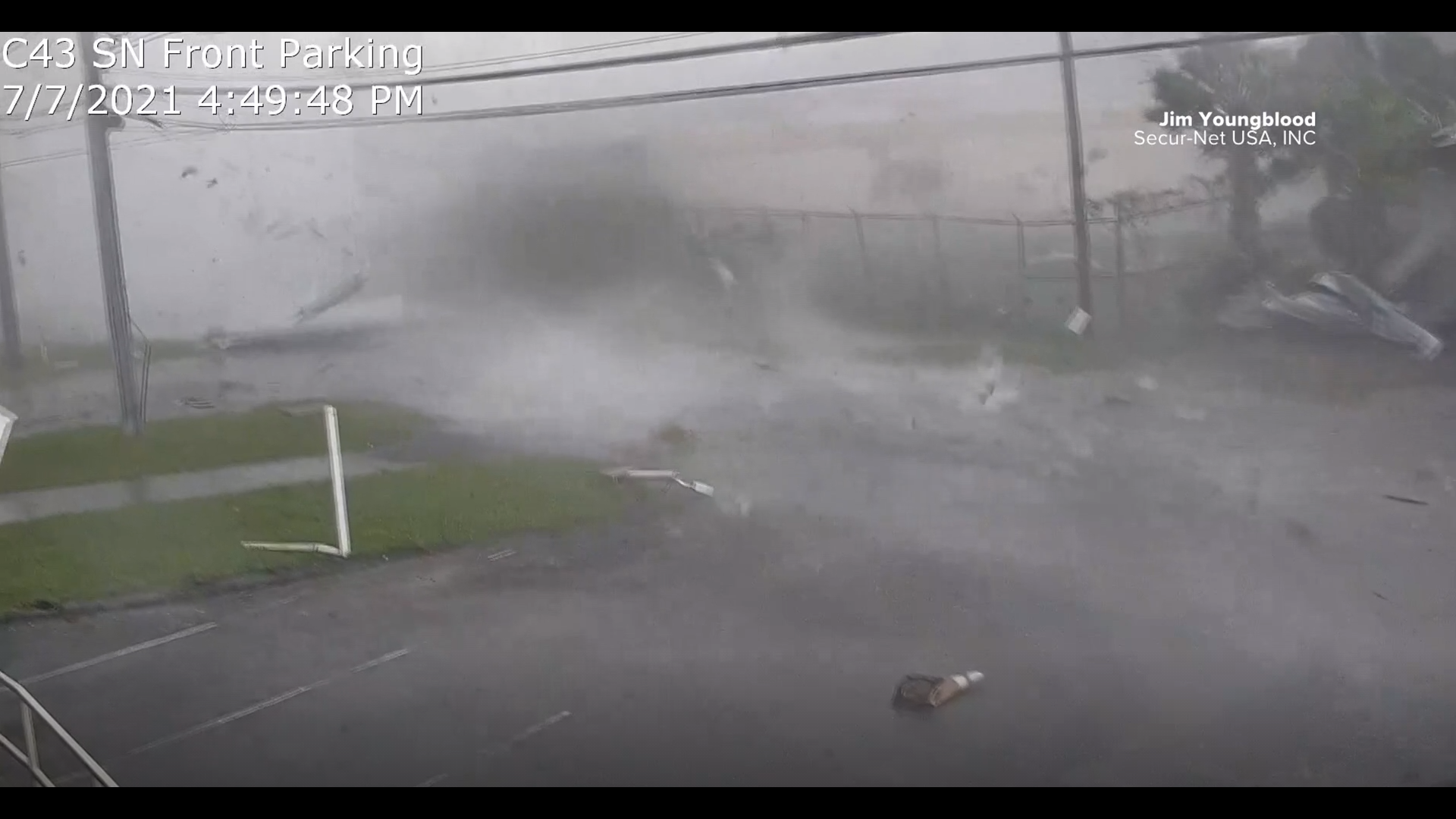 This video was taken Wednesday in the 5100 block of Stepp Avenue in Jacksonville during a tornado. Tropical Storm Elsa. Credit: Jim Youngblood / Secur-Ney USA, INC
