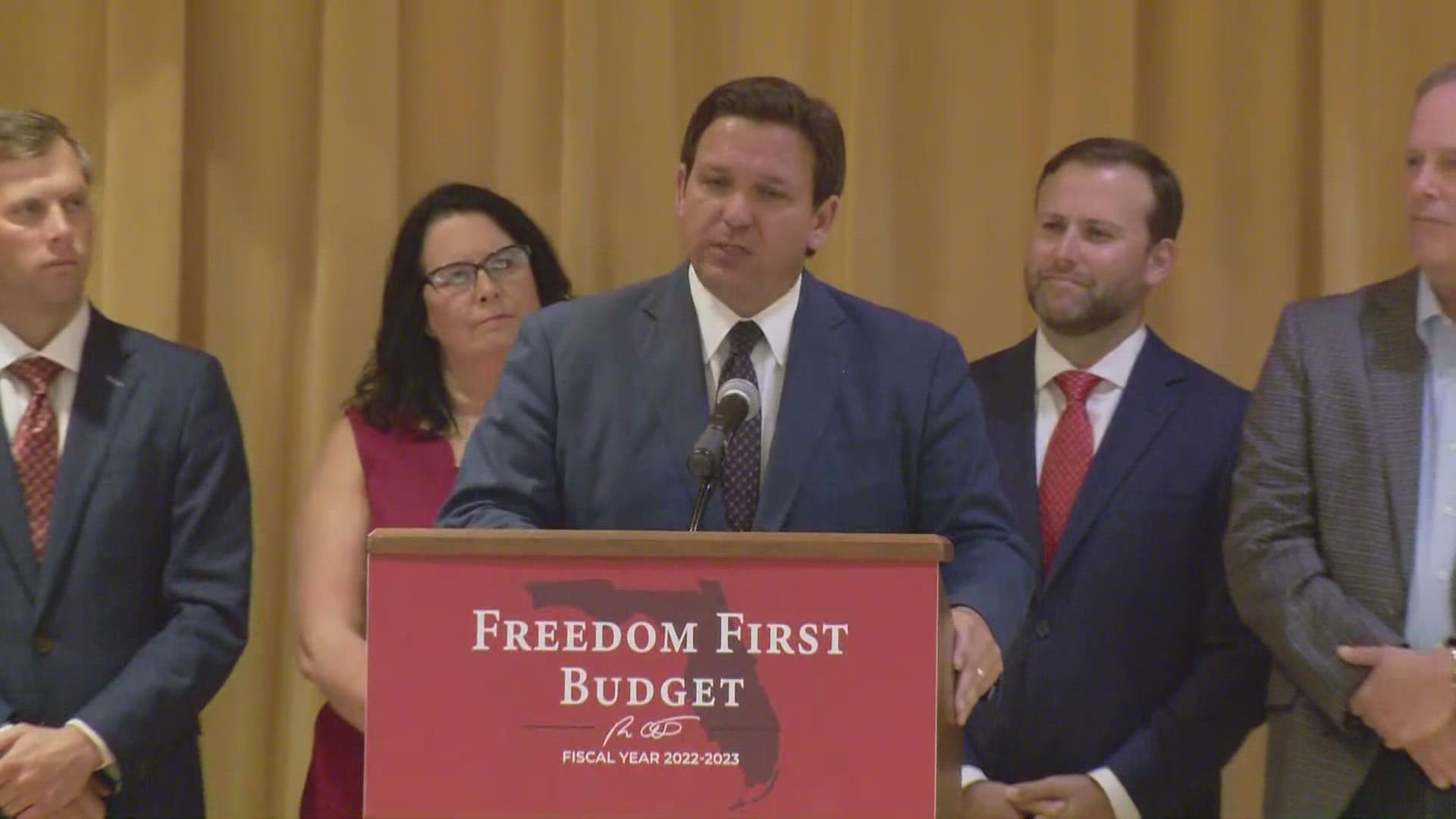 Governor Ron DeSantis held a press conference June 2 in The Villages outside Orlando, Fl where he signed the budget for the next fiscal year.