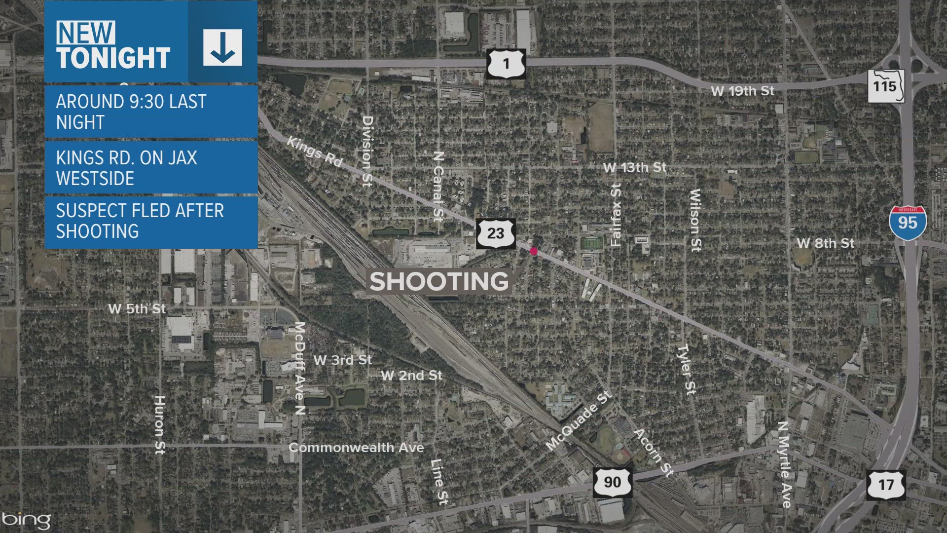 The shooting occurred around 9:30 p.m. at 2000 Kings Road.