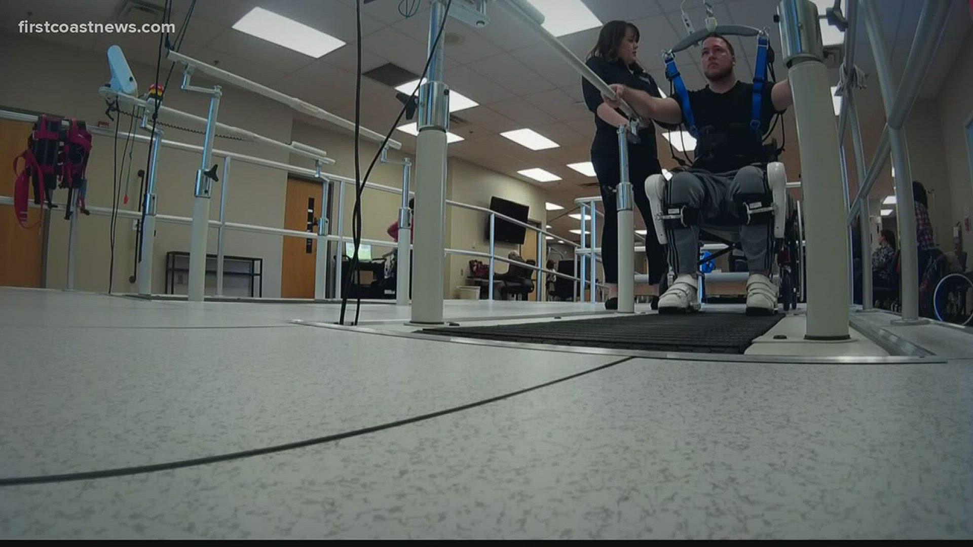 A new robotic treatment device helping people with spinal cord injuries learn to walk again can only be found in one place in the United States: Brooks Rehabilitation in Jacksonville.