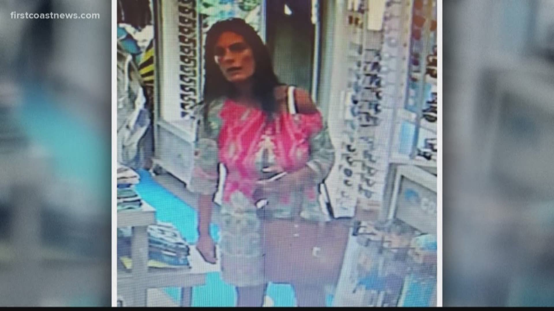 After distracting the salesperson, deputies say the woman swiped a pair of $279 Costa Anna sunglasses.
