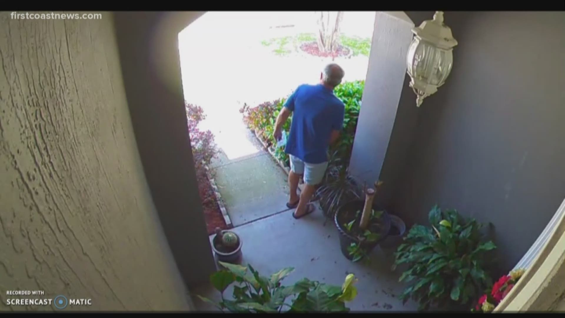 The roofing company left a business card, then decided to go pee in the man's bushes.