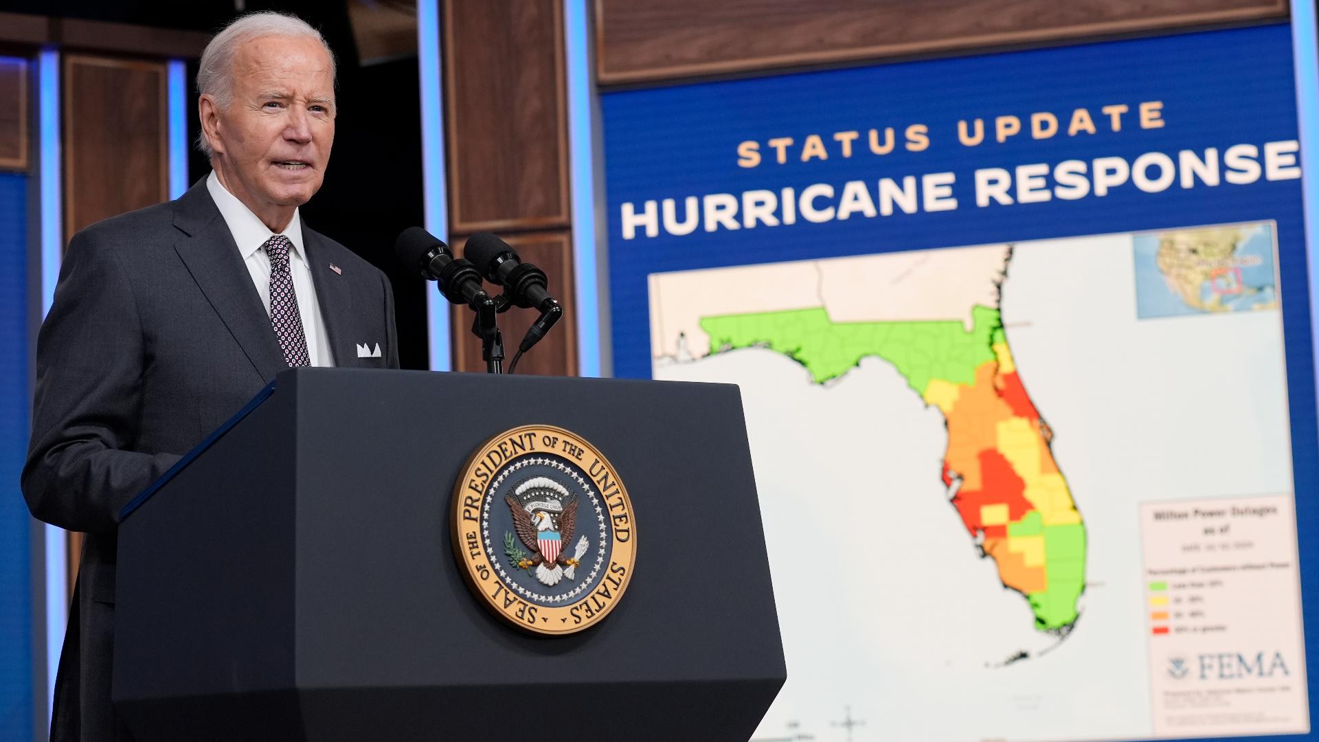 Biden said Thursday, a day after Milton made landfall, that FEMA will open disaster recovery centers across impacted communities in Florida "right away."