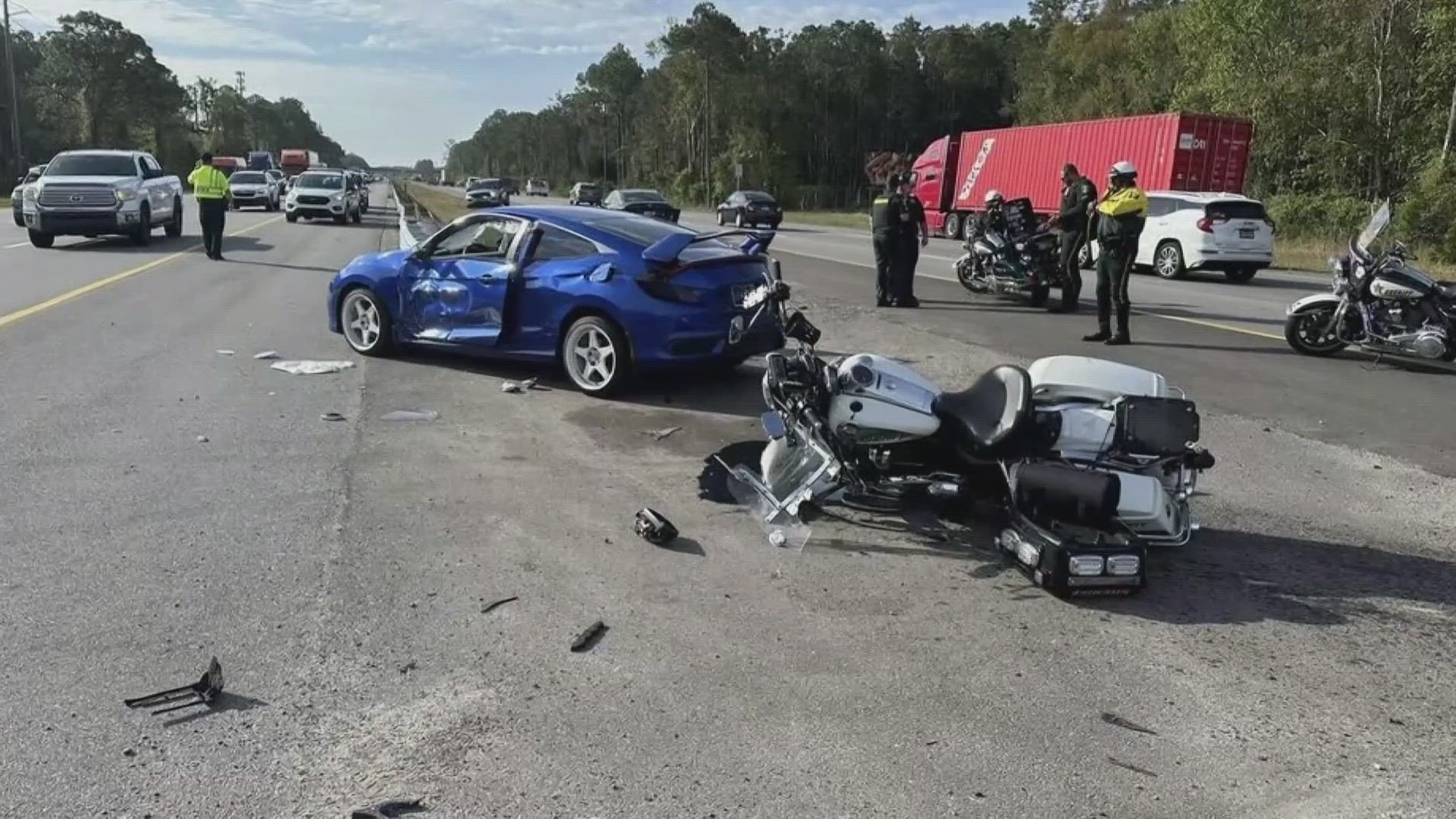 Flagler County sheriff encourages drivers to look twice after deputy on motorcycle gets hit