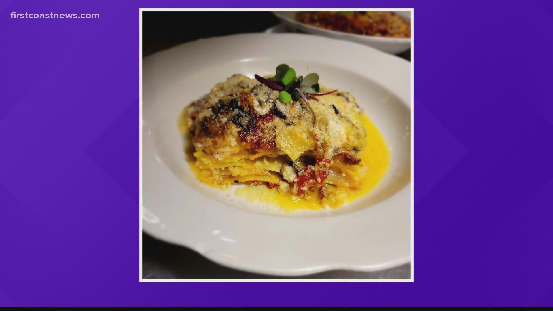 Menu offerings range from gourmet pasta dishes, fresh seafood, and Italian desserts such as limoncello mascarpone cake.