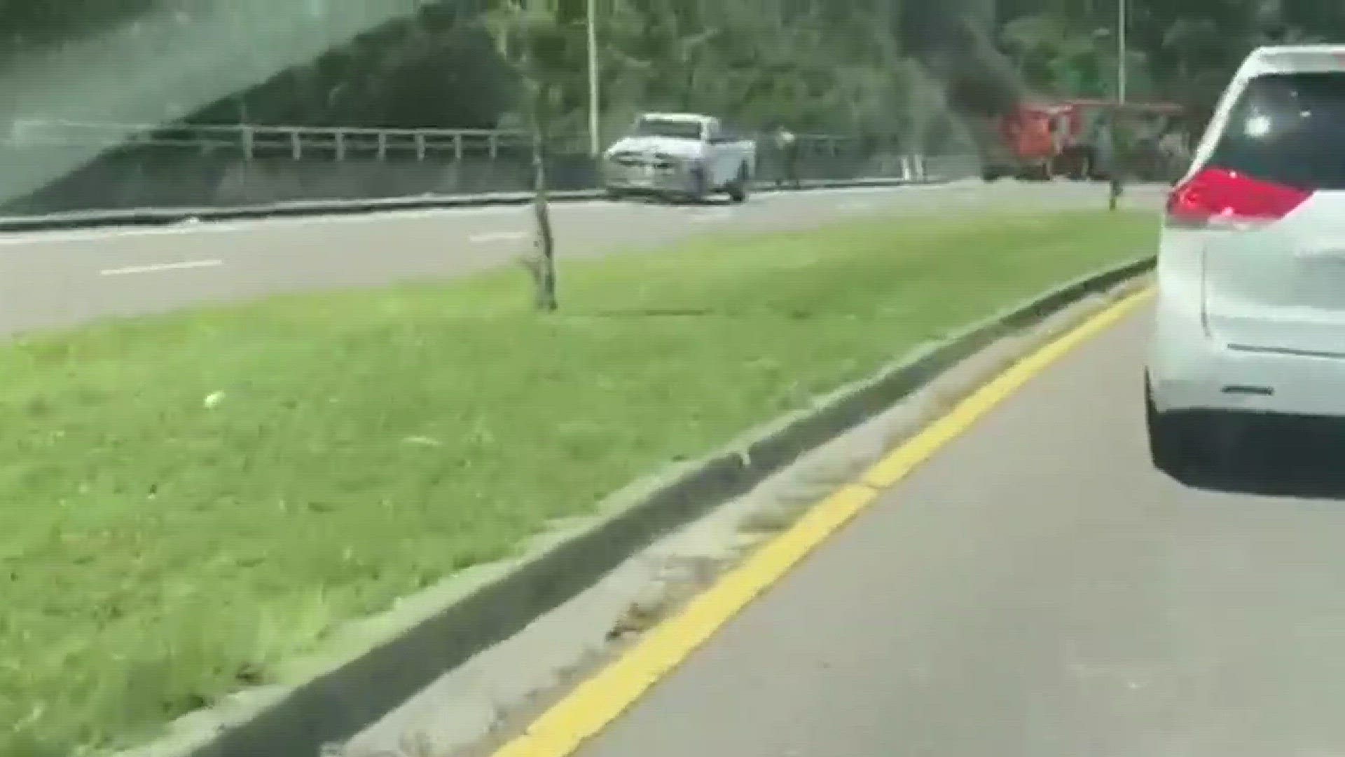 A viewer sent us this video showing a Budweiser truck on fire on Argyle Forrest Boulevard Tuesday afternoon. JFRD says the fire was put out and no beers were lost.