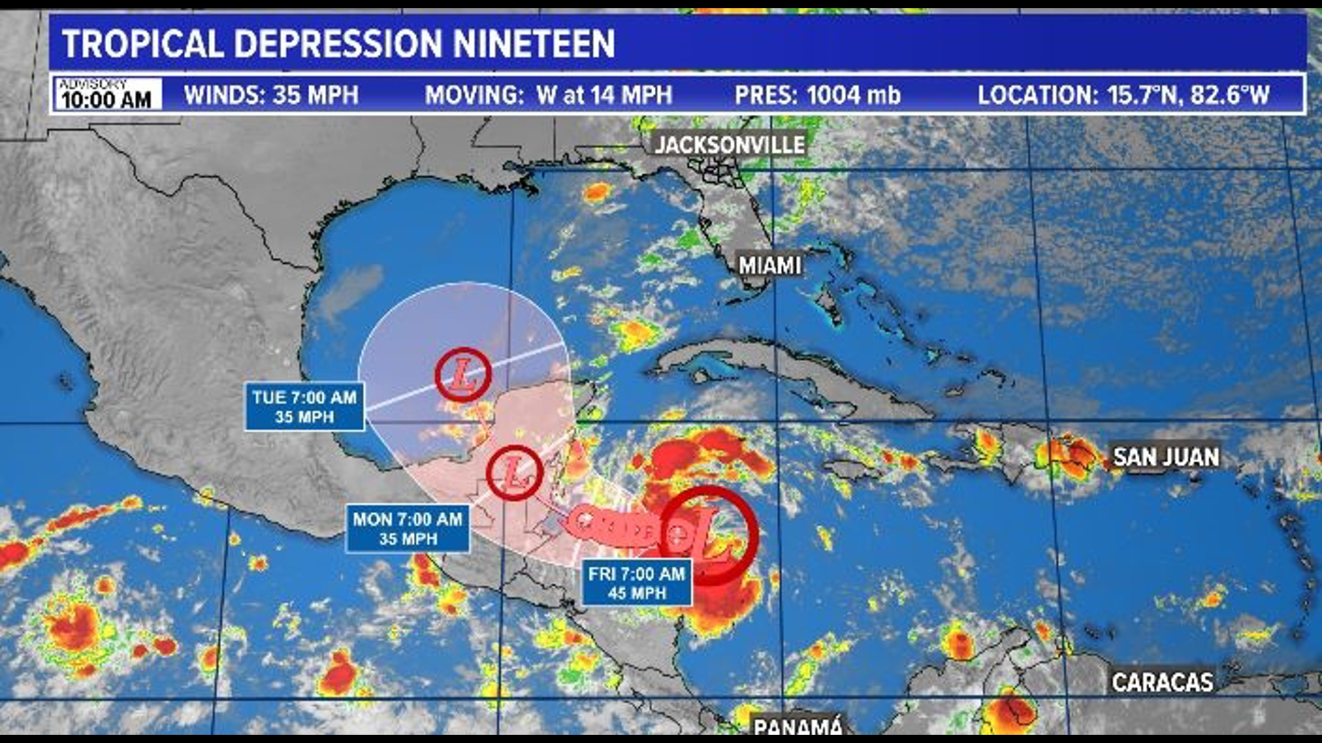 Will Tropical Depression 19 become Hurricane Sara? Is it heading to Florida? Here's what to know.