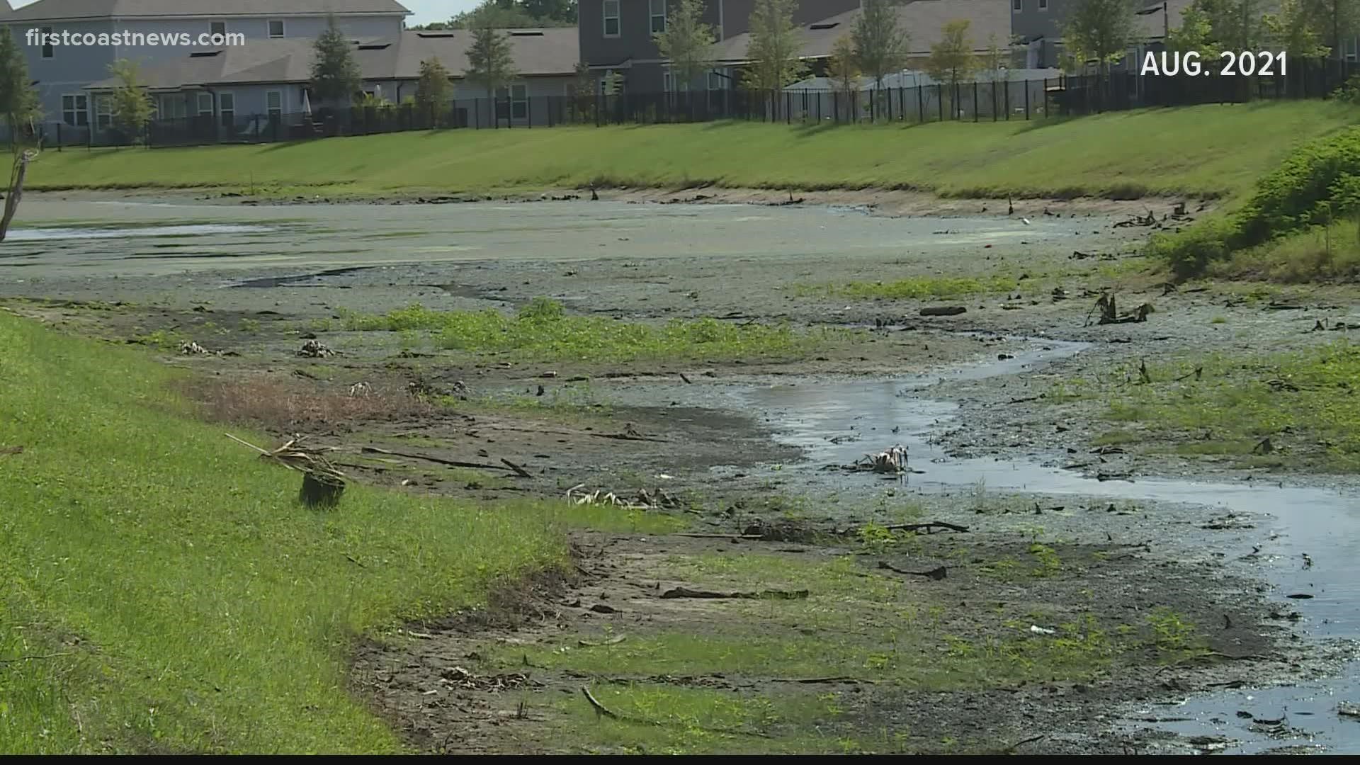 Jacksonville City Councilmember Danny Becton says the developer, D.R. Horton, adjusted the drainage outfall, which eventually brought the lake level back.