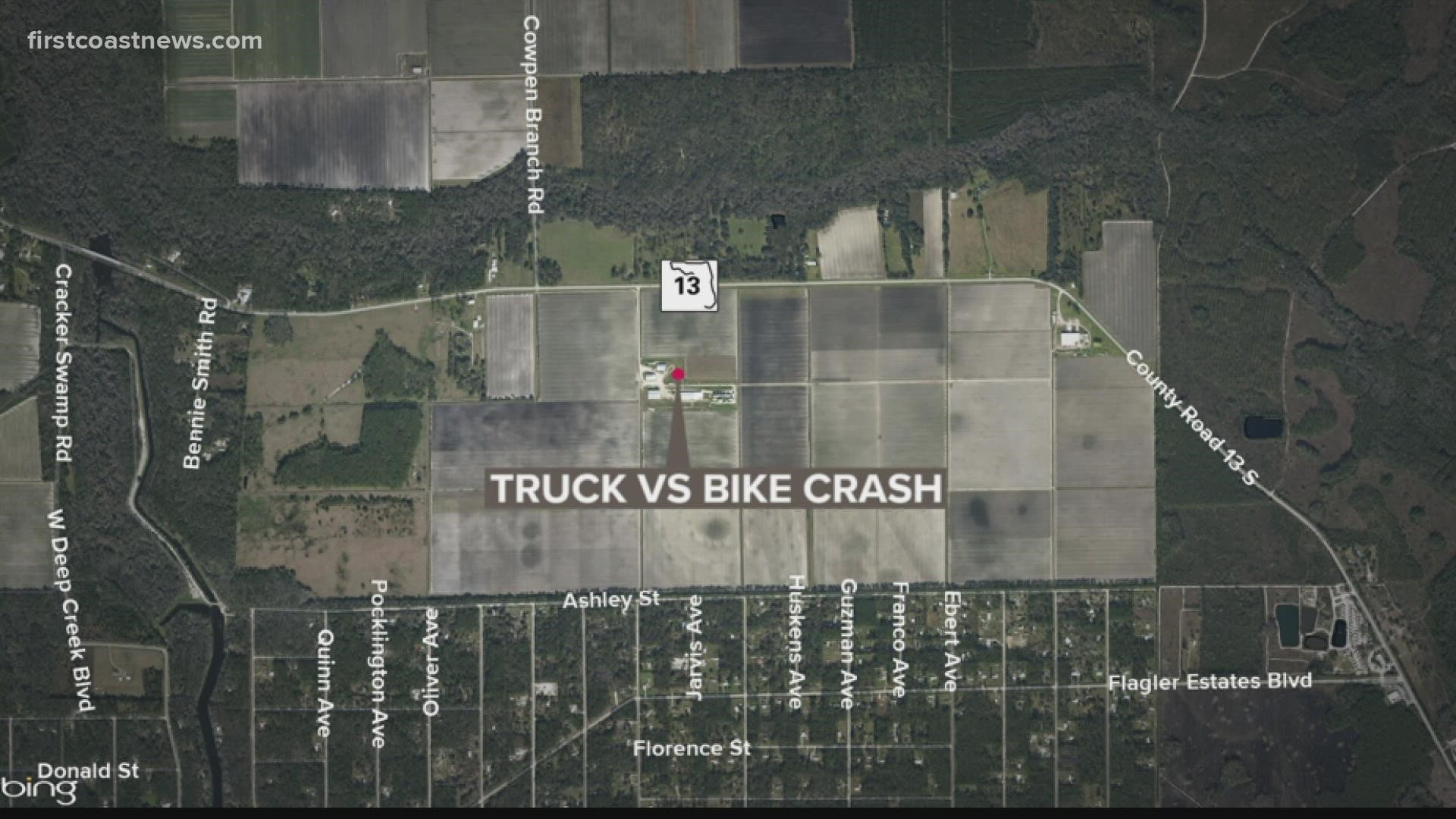 The boy was riding his bicycle along CR 13 near Cowpen Branch Road around 7 p.m. Sunday when the driver hit him.