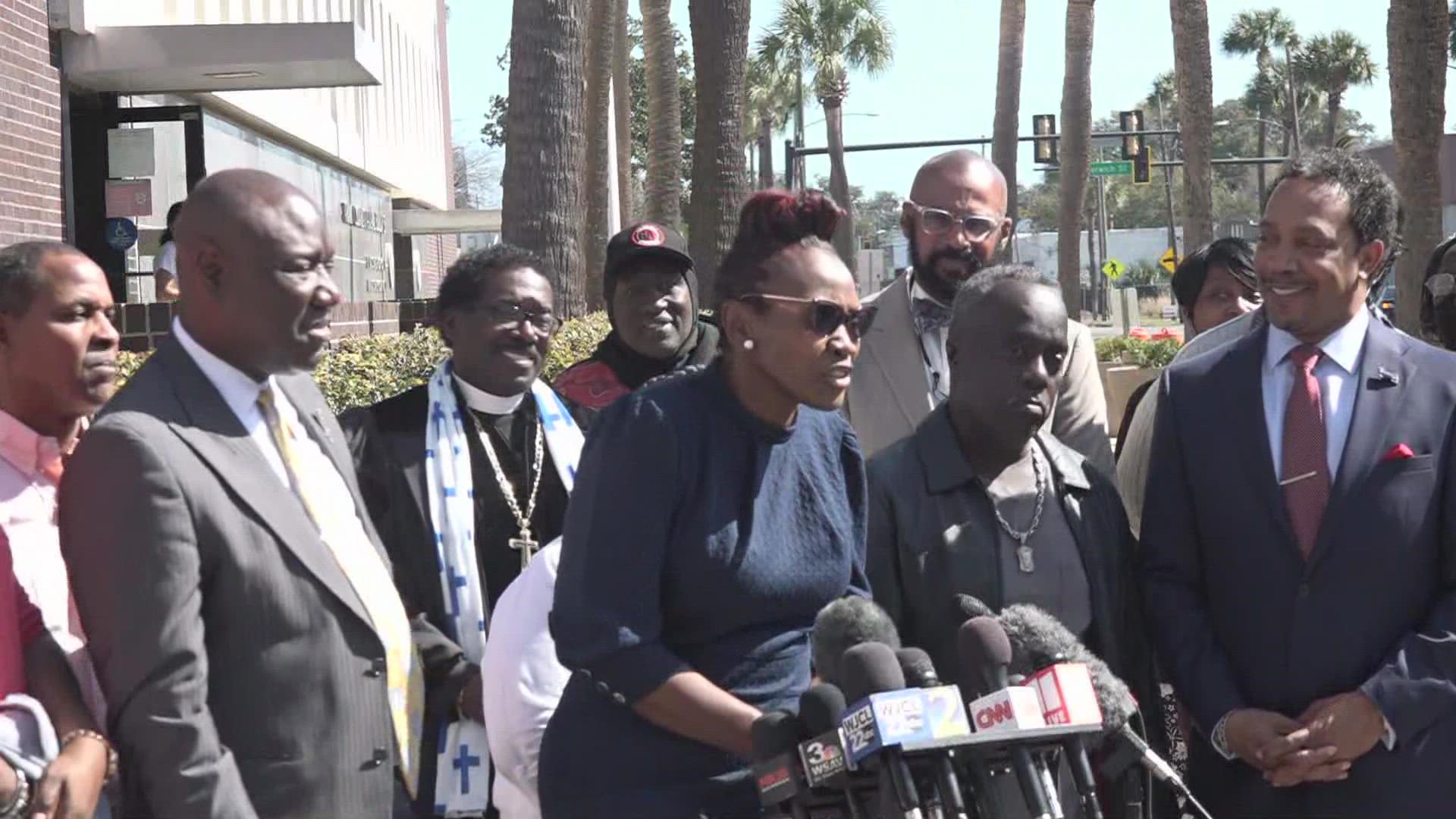 Wanda Cooper-Jones said she wanted to keep her remarks simple after her son's killers were convicted of federal hate crimes. "Today is Super Tuesday."