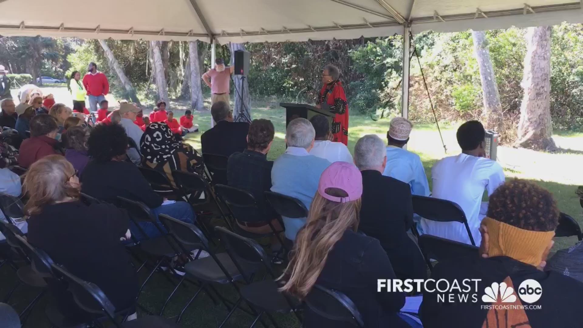 Dr. Johnnetta Cole, American anthropologist and Kingsley descendant, and the Geechee Gullah Ring Shouters shared history, tradition Saturday at Kingsley Plantation.
