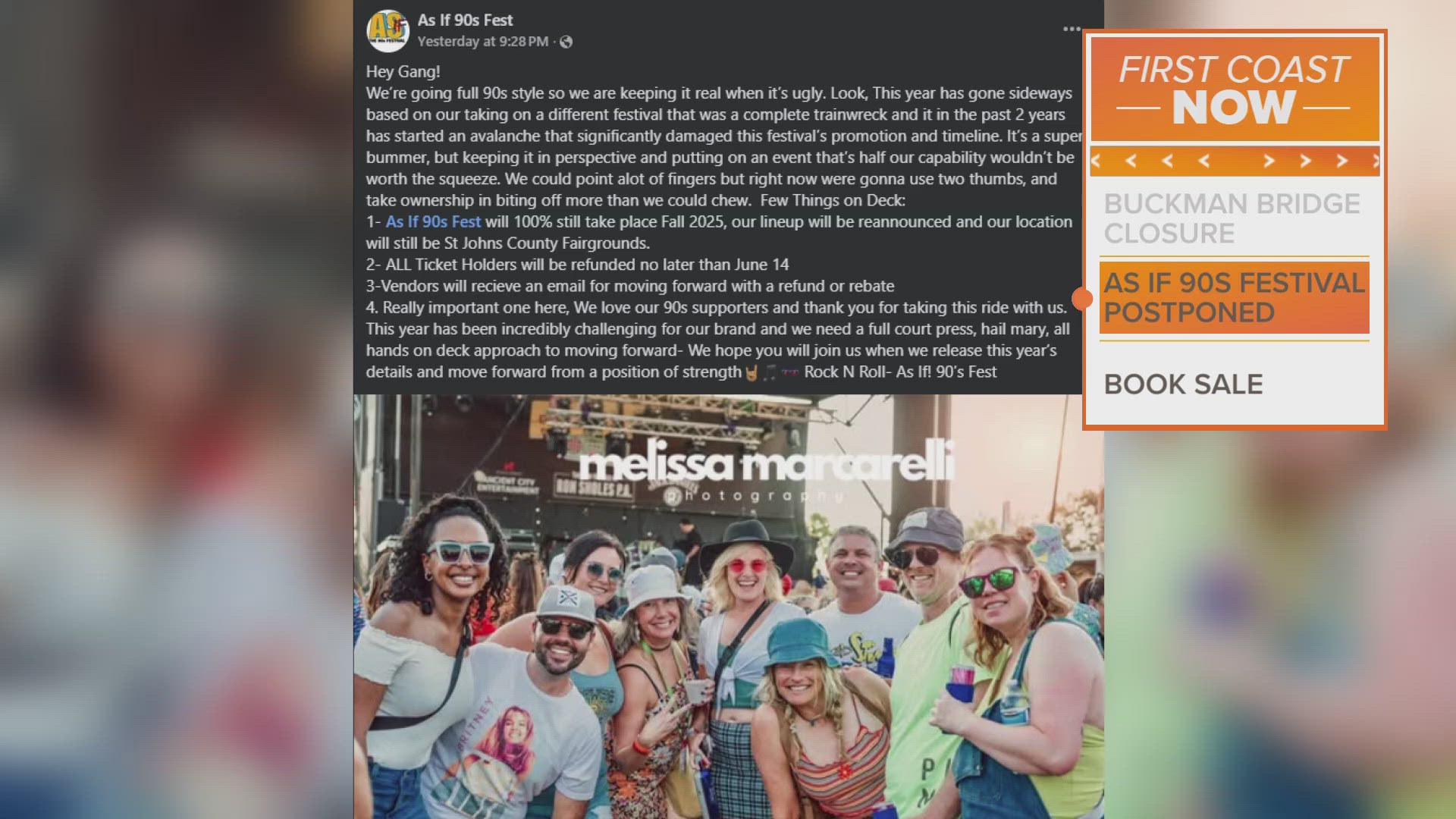 Organizers of the 90s-themed music festival said that "this year has gone sideways" due to them taking on a different festival that was "a complete trainwreck."