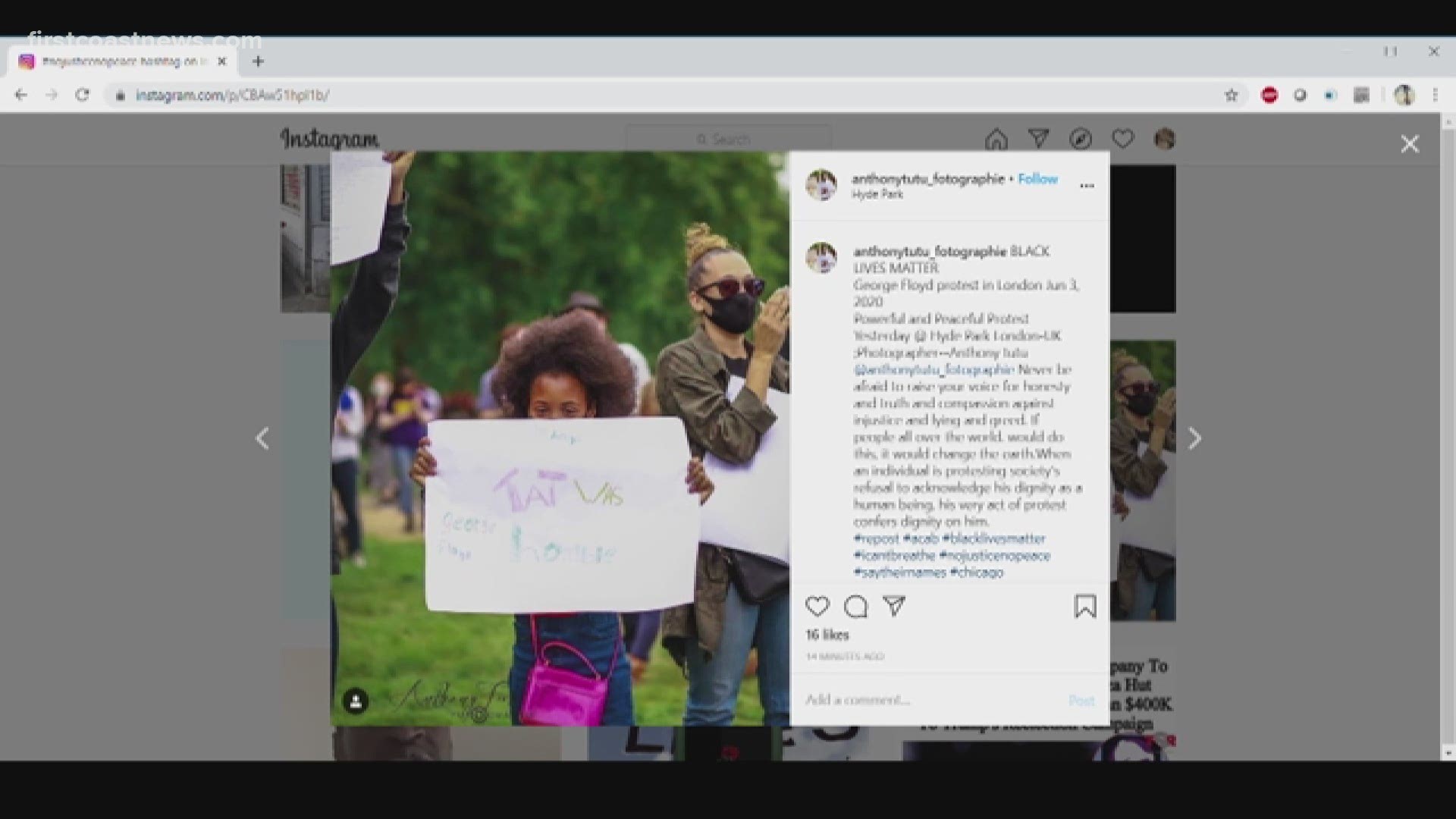 As protests across the First Coast and around the world continue, children are getting involved in the movement for justice. On social media countless images can be