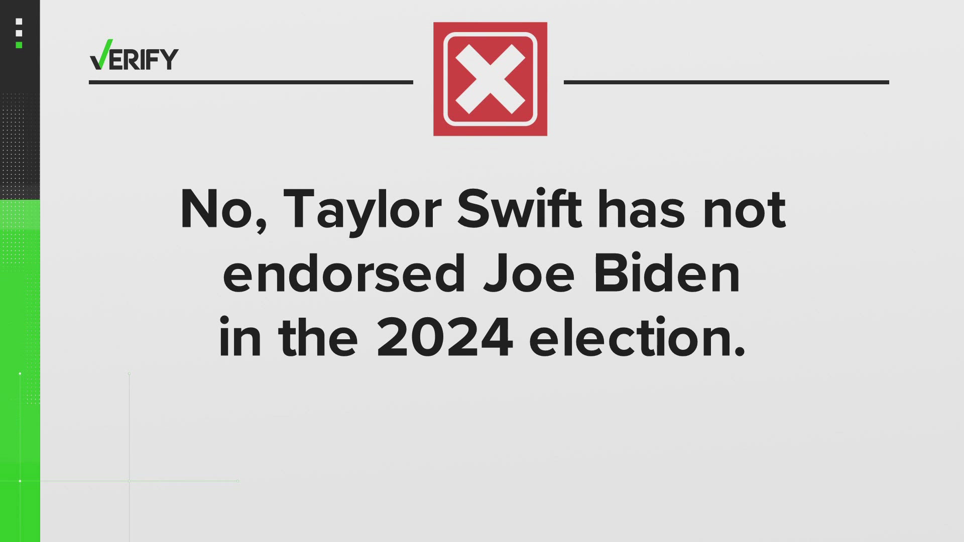 A viral meme claims Taylor Swift has thrown her support behind President Joe Biden’s 2024 re-election bid. But Swift hasn’t endorsed any candidate yet.