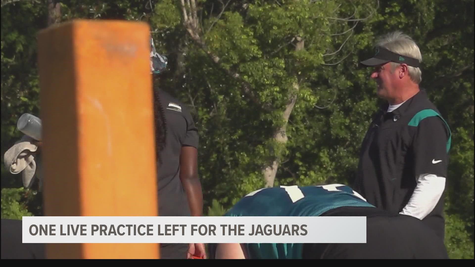 One live practice left for the Jaguars. Andre Cisco is all over the field.