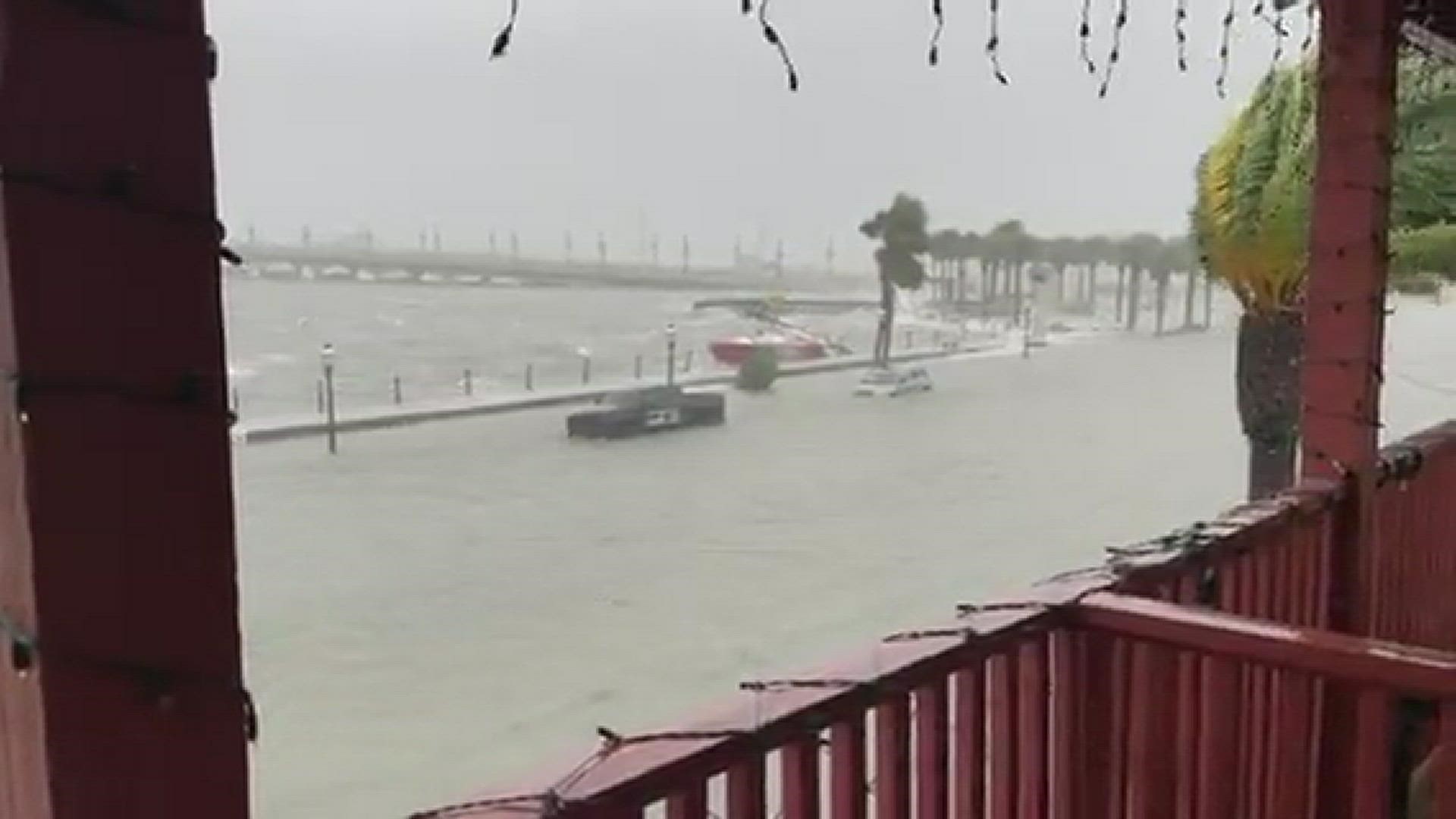 The road along St. Augustine’s Bayfront between the fort and Bridge of Lions is flooded Thursday, even medians.
Credit: Jessica Clark