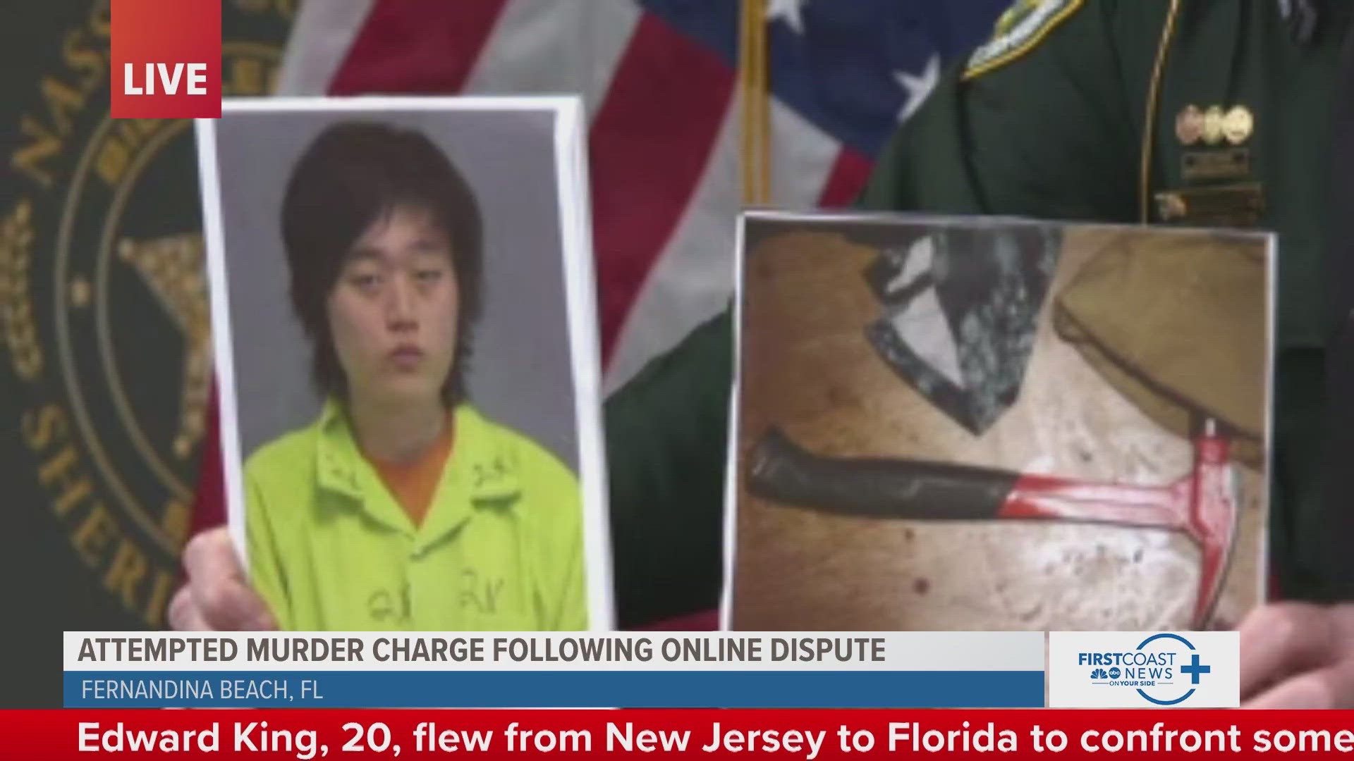 Edward Kang, 20, flew from New Jersey to Florida to confront someone he met during an online video game, according to Nassau County Sheriff Bill Leeper.