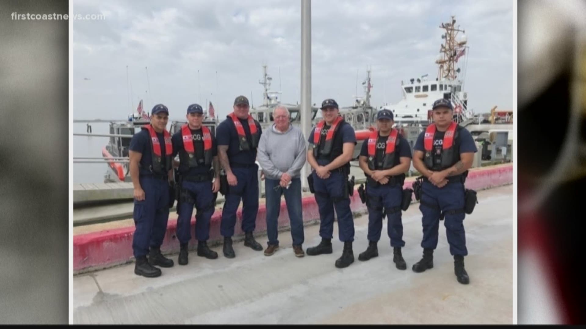 The United States Coast Guard was conducting law enforcement patrols around 11 a.m. when they saw a man holding on to a life ring in the middle of the inlet.