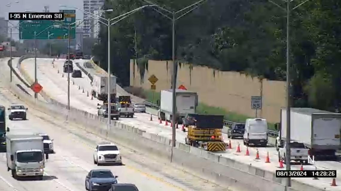 Why is there heavy traffic on I95 North in Jacksonville Tuesday