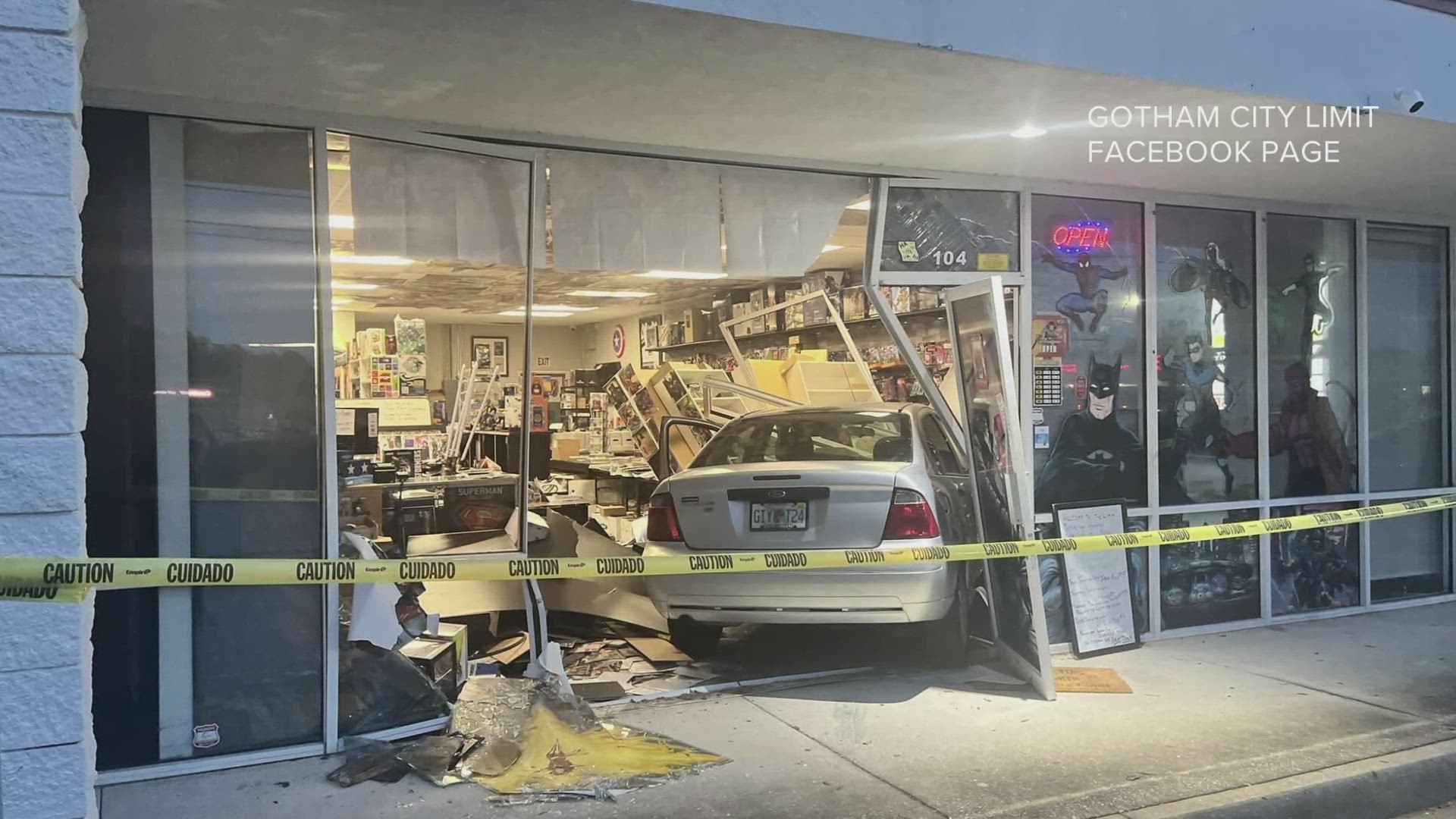 The store's owner told First Coast News a woman driving the vehicle hit the gas instead of the brakes, prompting the crash.