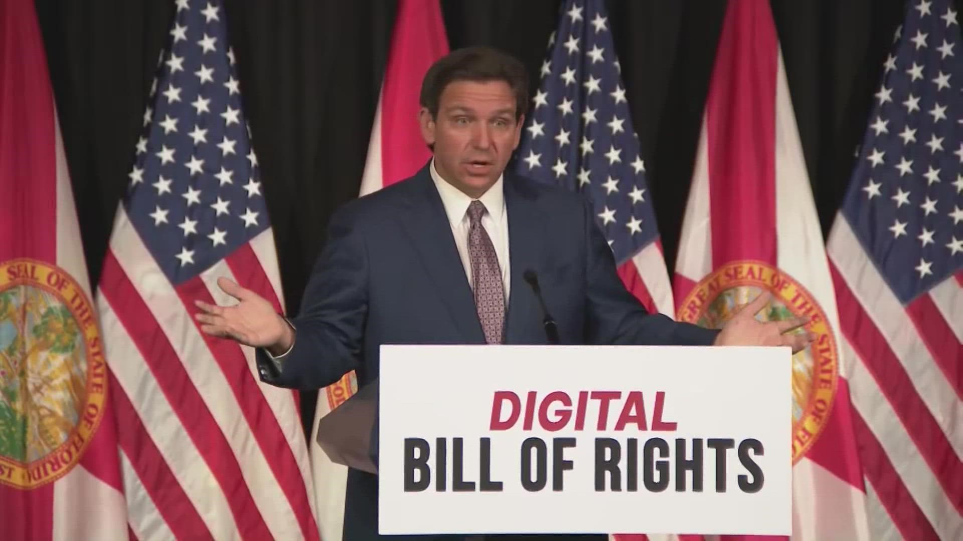 Gov. DeSantis spoke in West Palm Beach on Wednesday afternoon.