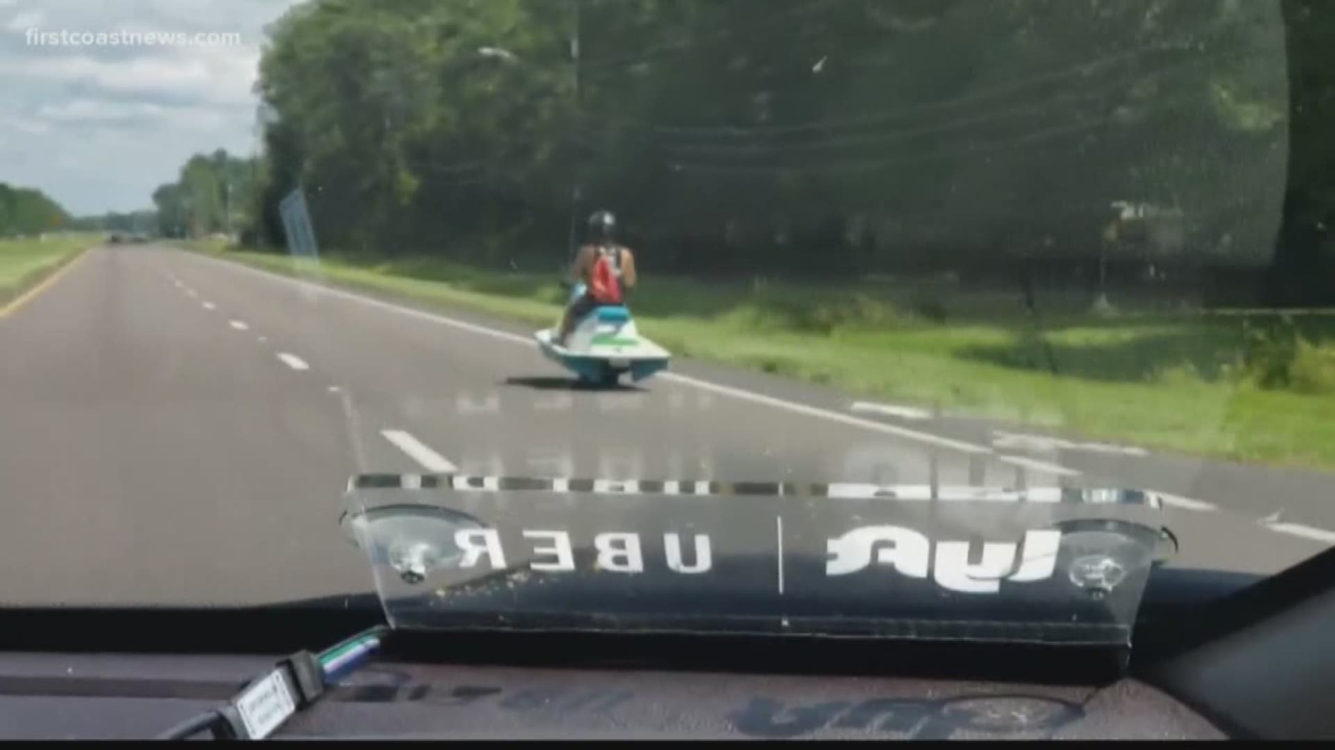 A man was seen driving his jet ski down a Westside road, Tuesday afternoon.