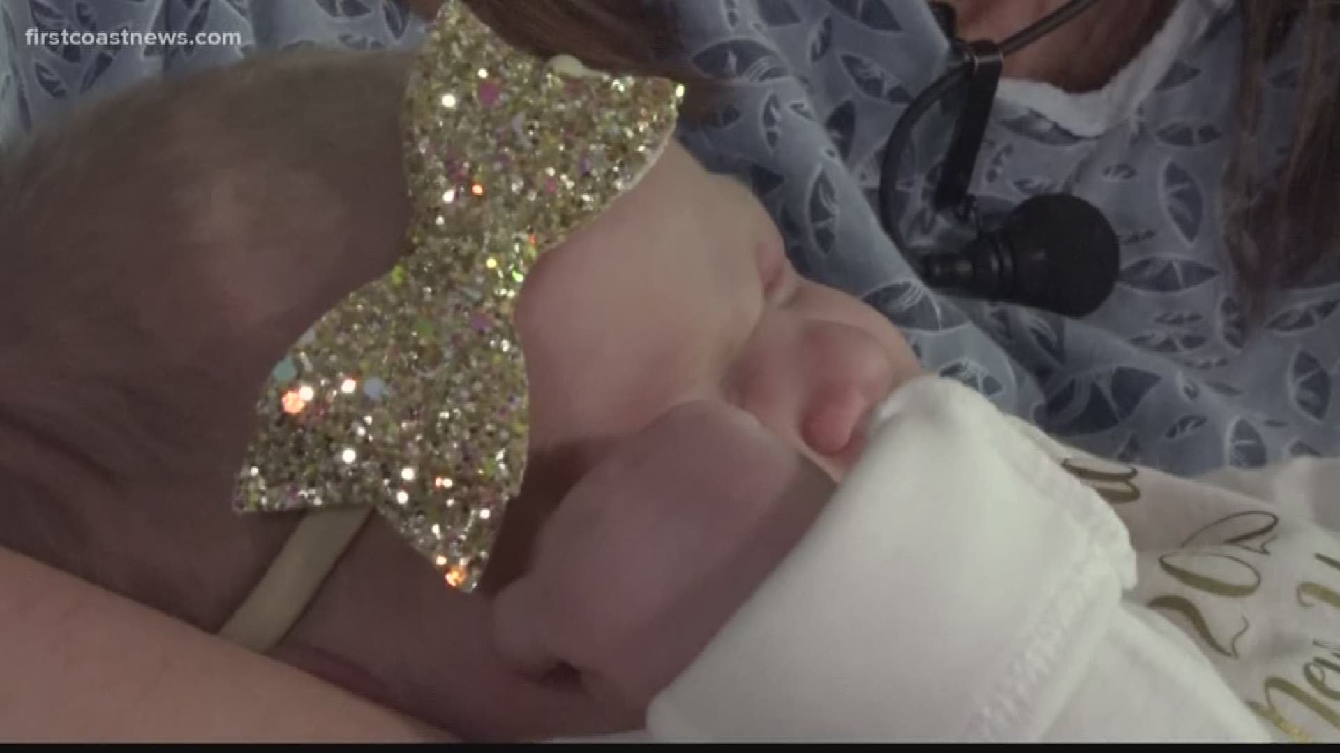 The first baby to be born in Jacksonville in 2020 was Sydney Baker, born at Baptist Medical Center South at 12:13 am.