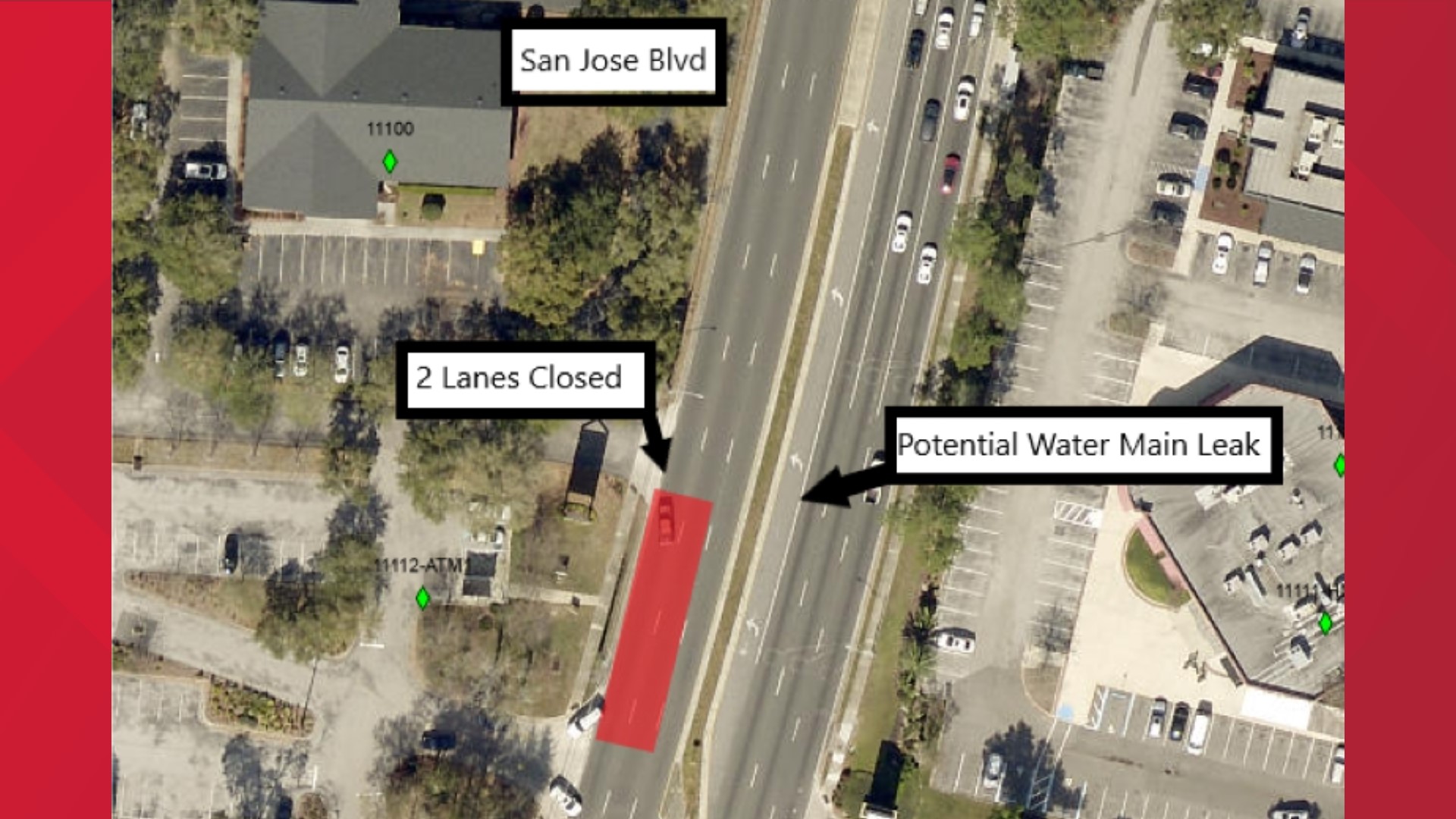 Water main break causes lane closures in San Jose | firstcoastnews.com