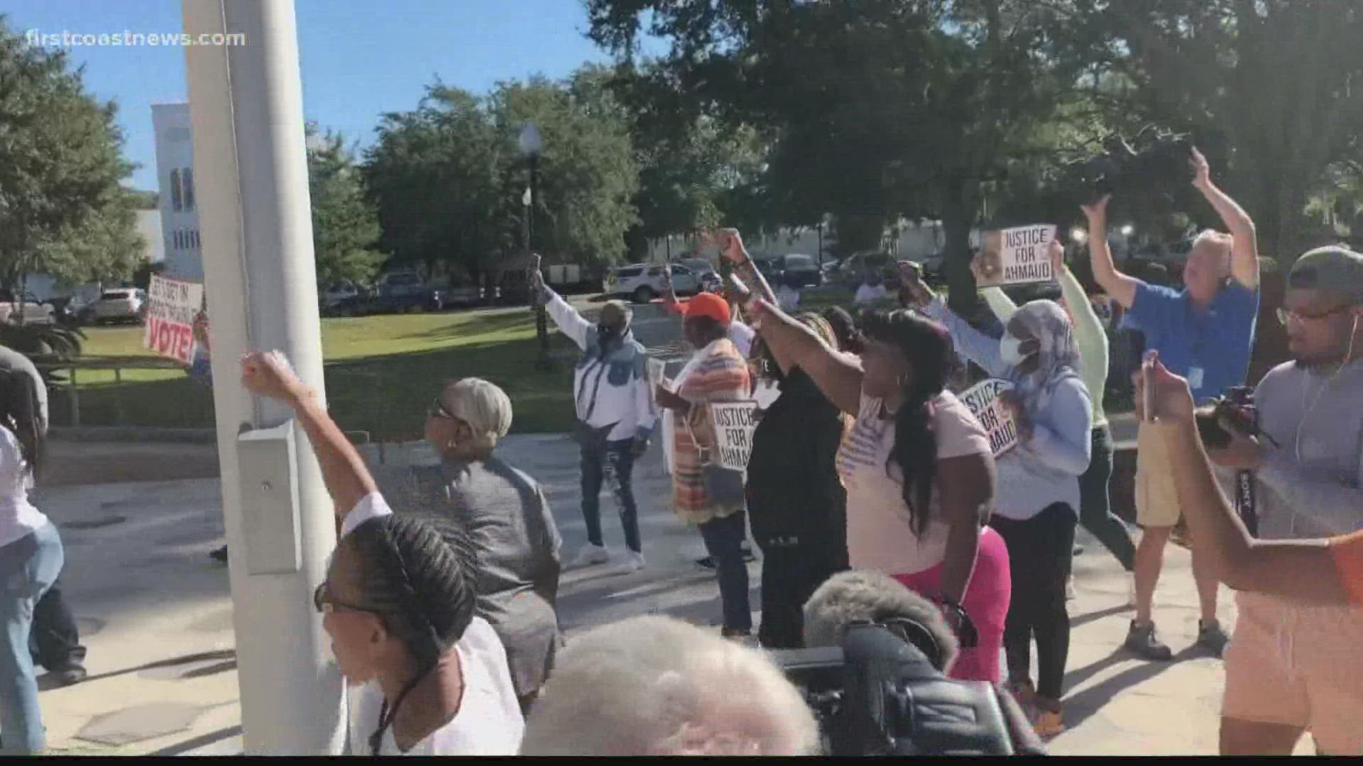 The judge denied a motion from the defense seeking to prevent protests at the courthouse, saying he will not limit First Amendment rights in a public place.