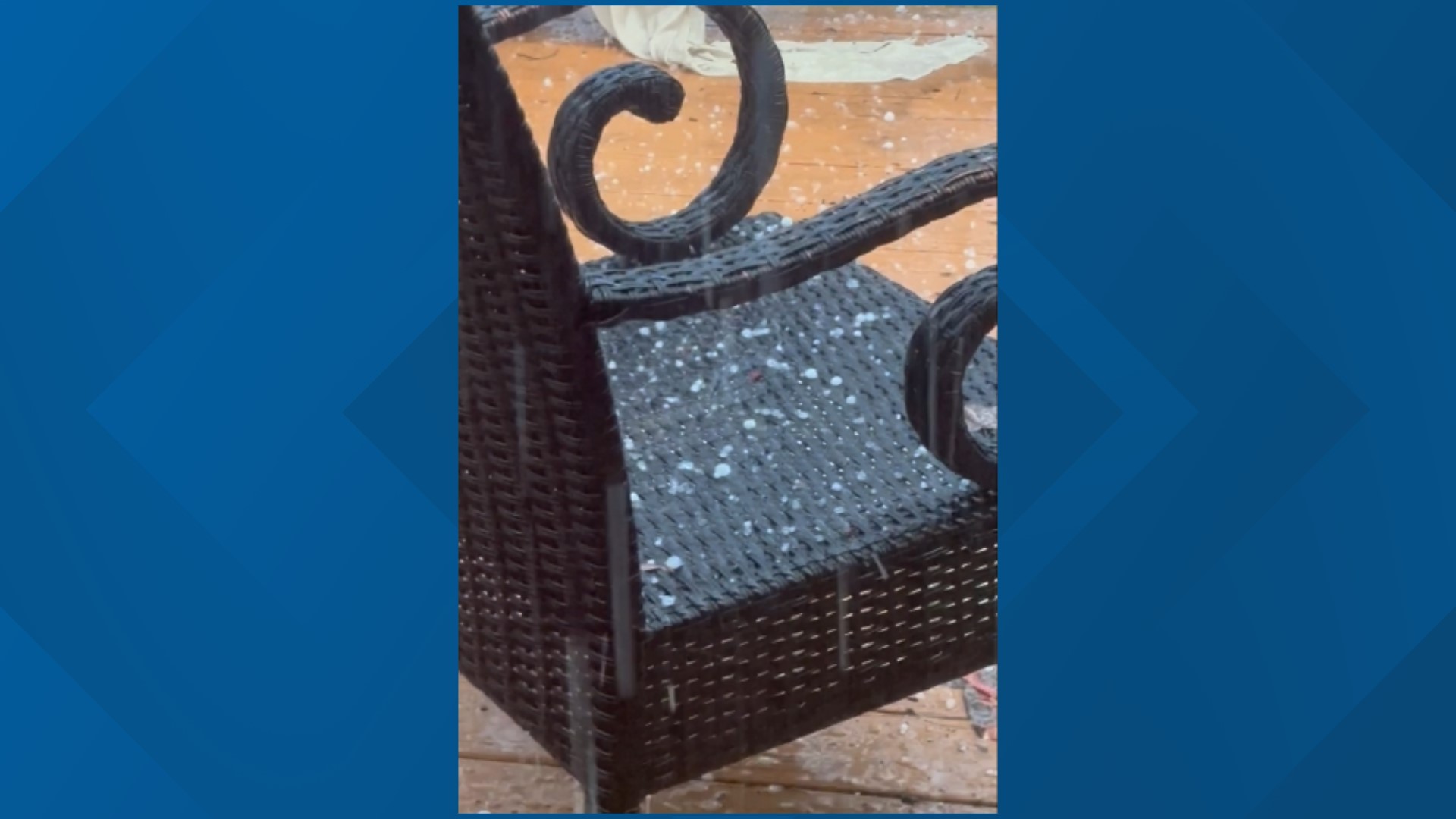 Hail came down on the porch of a home on Jacksonville's Northside Monday morning.