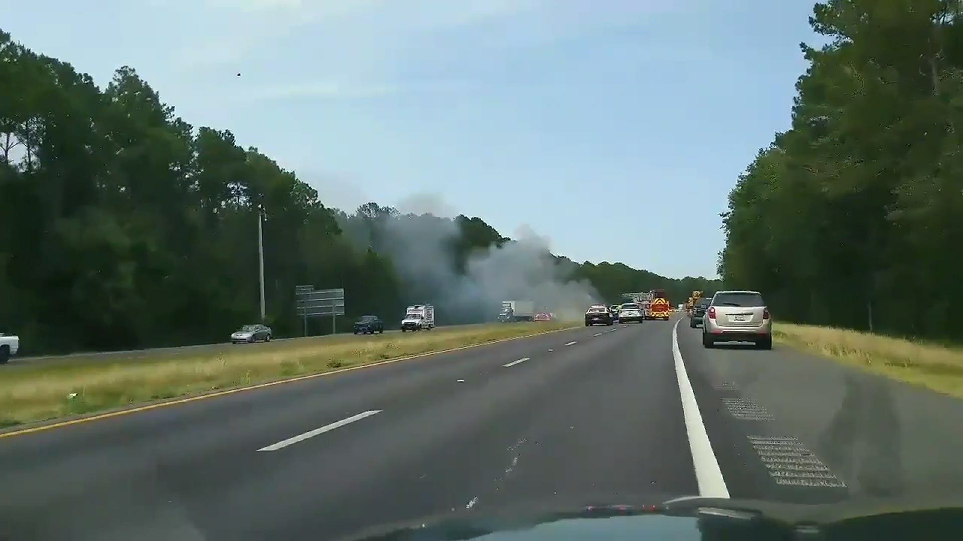 A car caught on fire on Insterstate 295 at Lem Turner Road, shutting down traffic in both directions.
