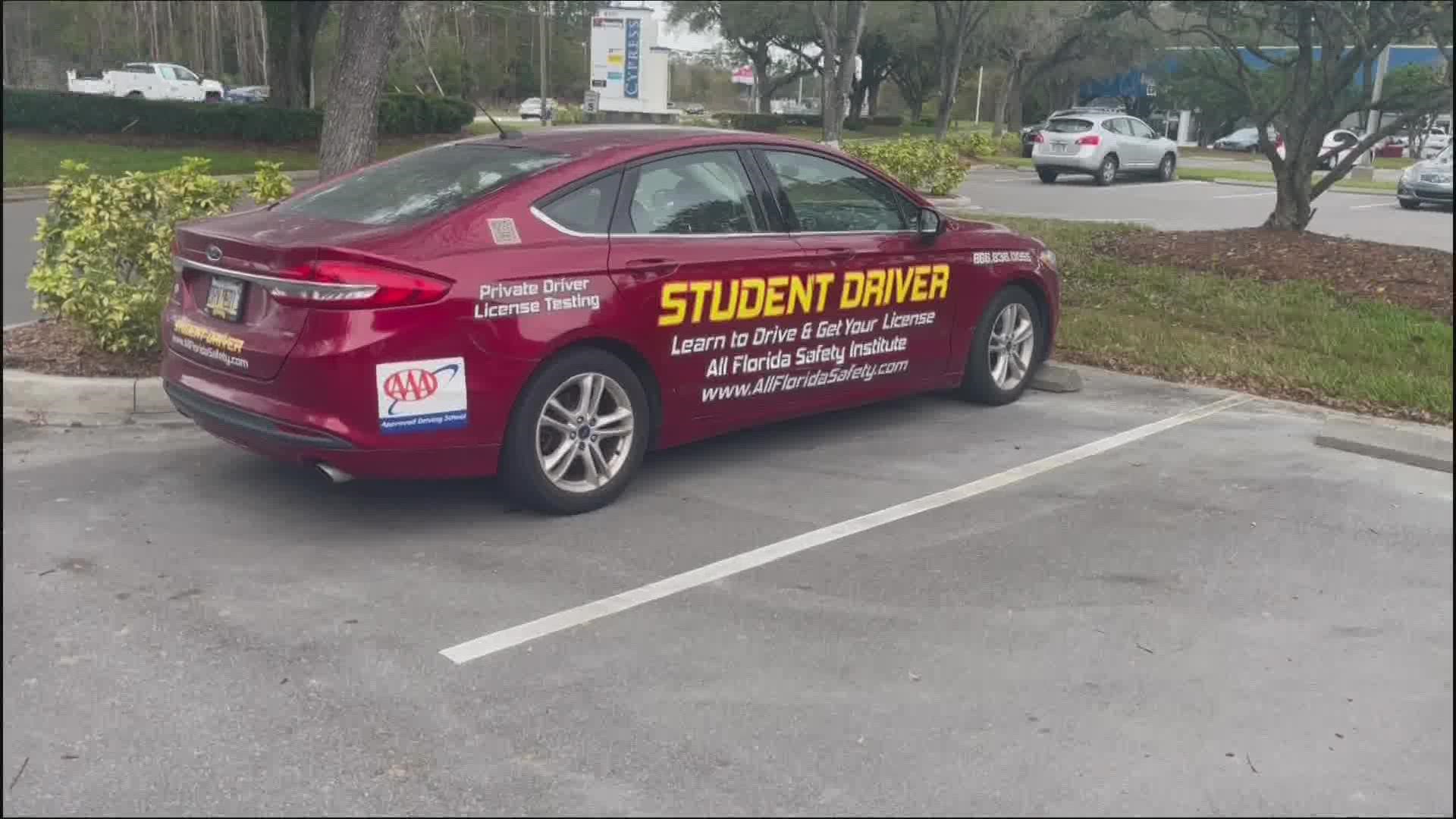 The statewide driving school is accused of taking money from customers, but not offering any services.
