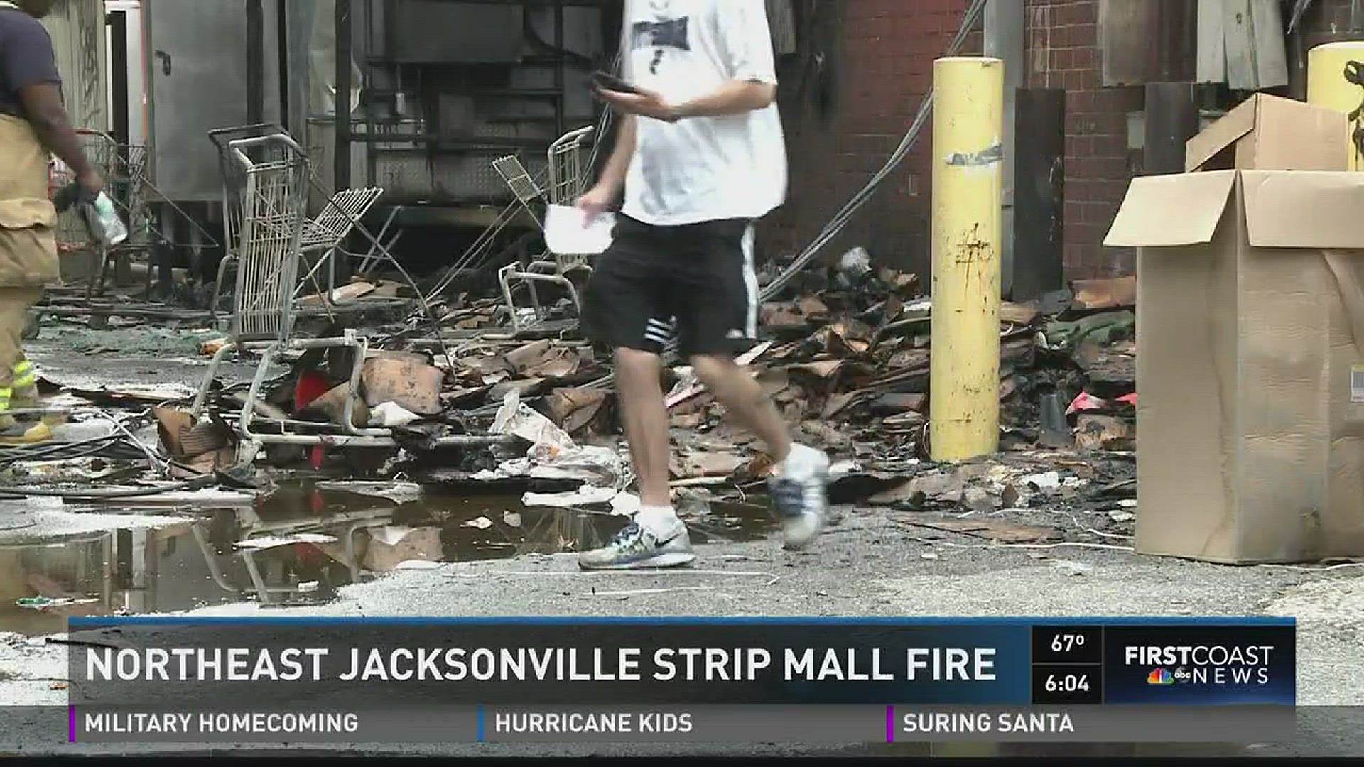 Damage from fire at strip mall