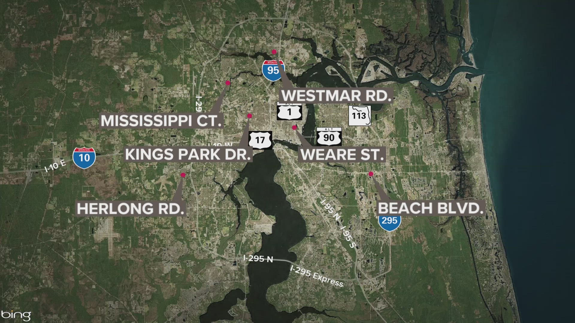 The Jacksonville Sheriff's Office is looking for the people responsible for half a dozen shootings across the city that have happened in the last two days.