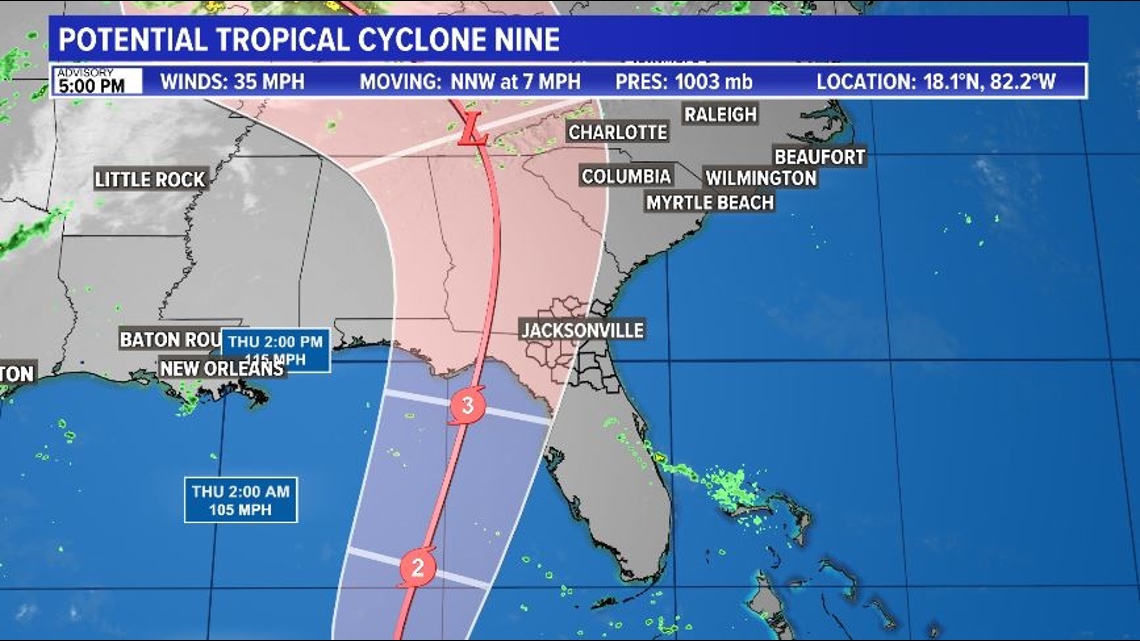 Hurricane Tracker Live radar look at Potential Tropical Cyclone 9
