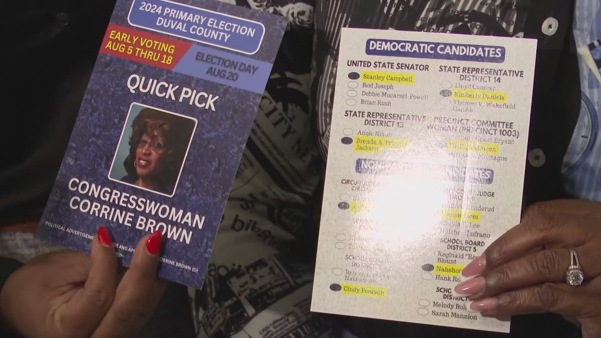 Former Congresswoman Corrine Brown sued State Rep. Angie Nixon over claims of creation of fake voter guide leading up to primary election.