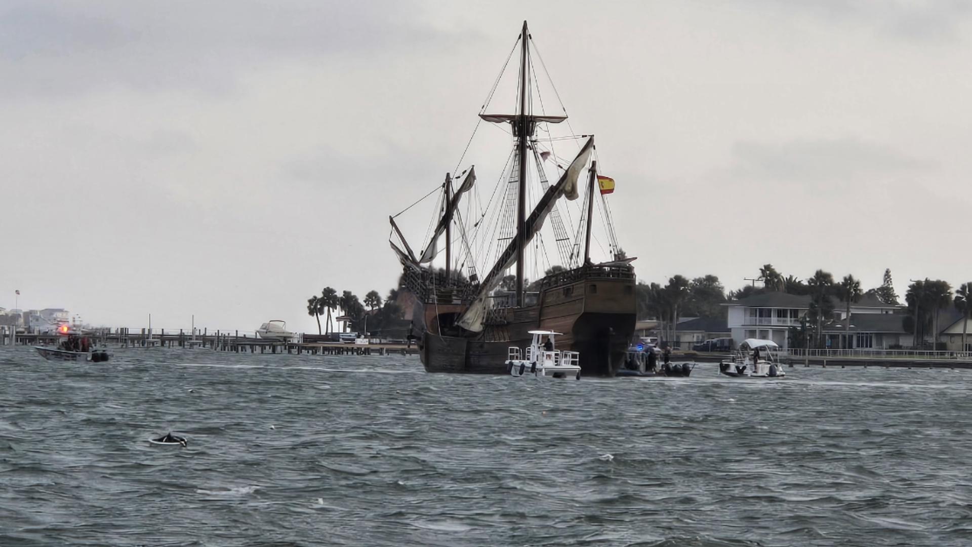 The NAO Trinidad was waiting for the bridge to open upon its return to St. Augustine when it "lost propulsion" and drifted into the bridge.