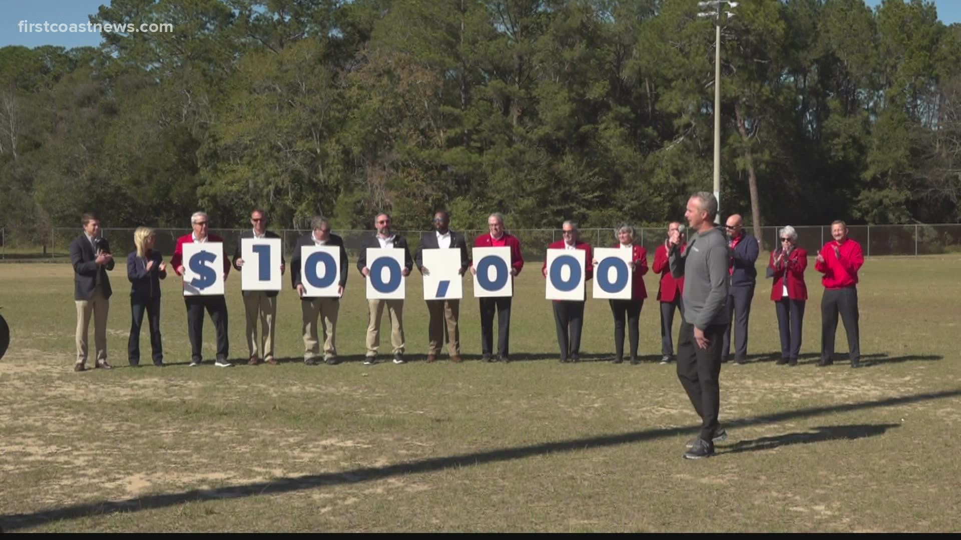 The $100,000 donation will include a state of the art putting green inspired by the City of Jacksonville.