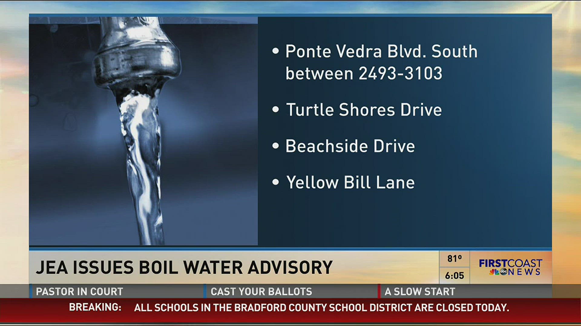JEA has issued a boil water advisory for parts of South Ponte Vedra Beach