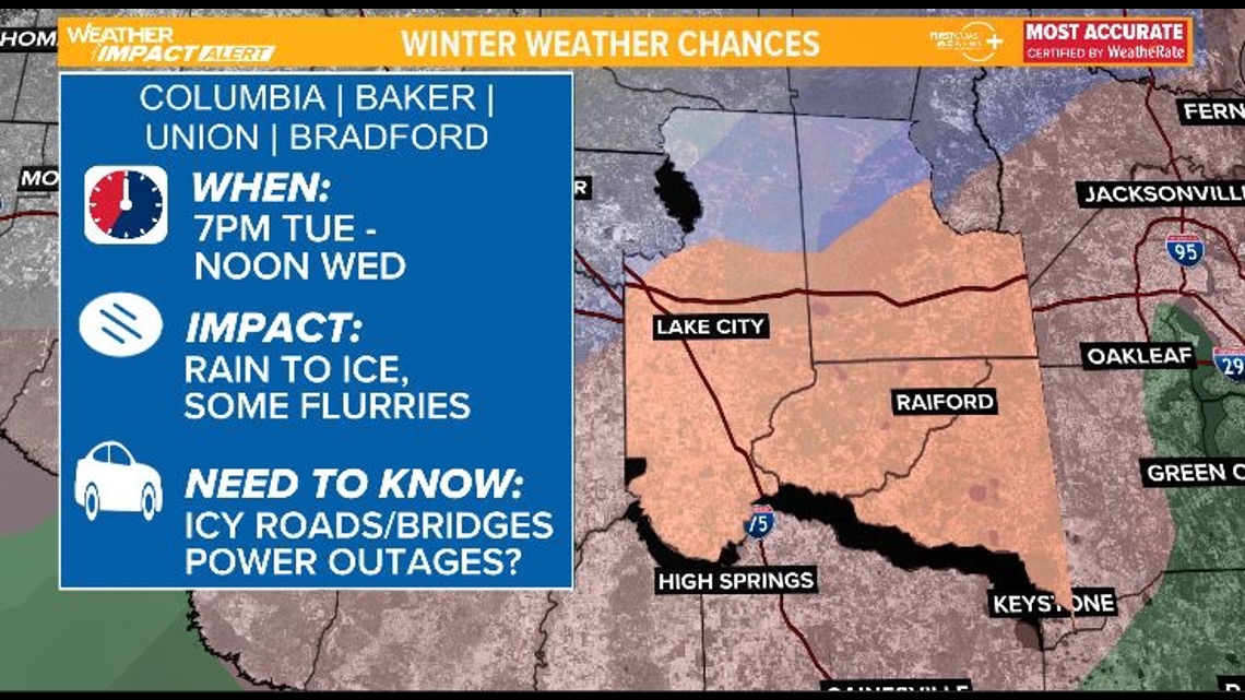 Jacksonville area county-by-county winter weather forecast ...