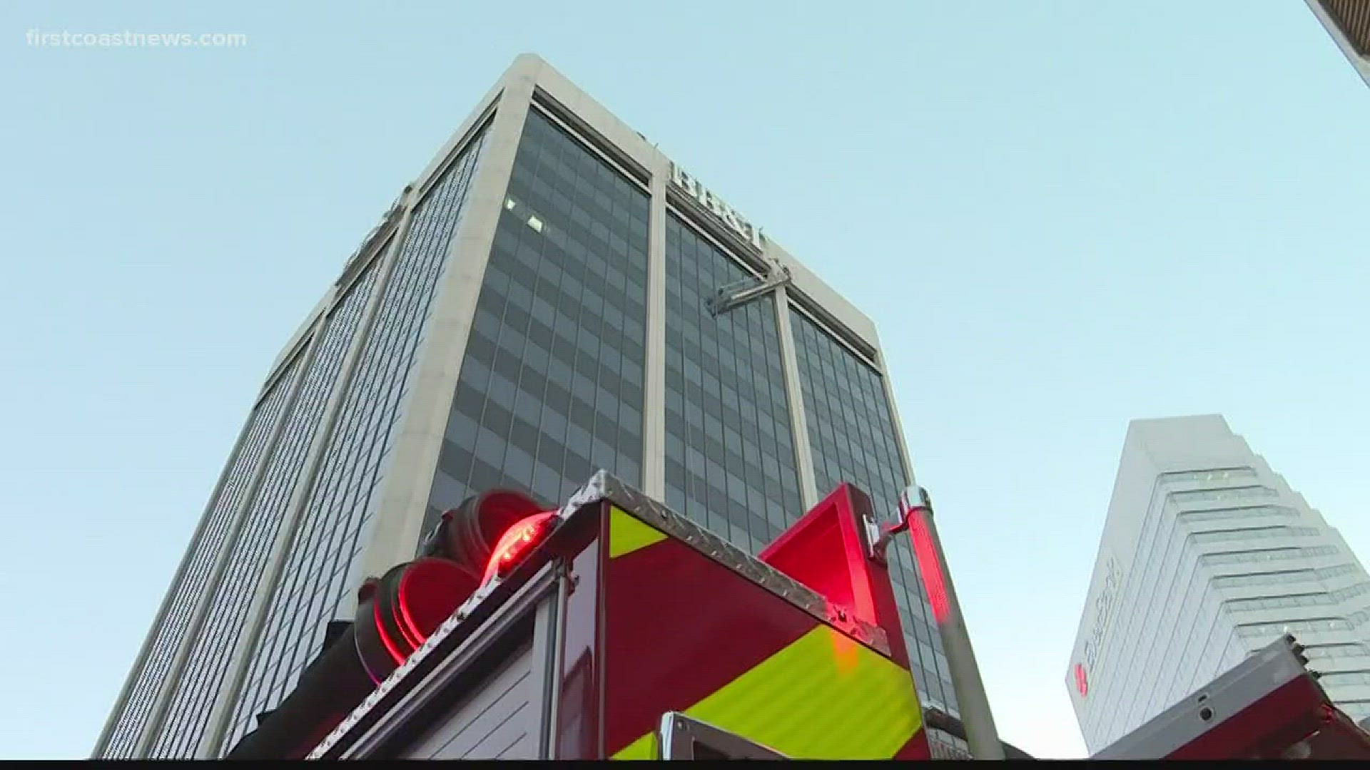 Two window washers were rescued Monday in a dramatic display in downtown Jacksonville on Monday.