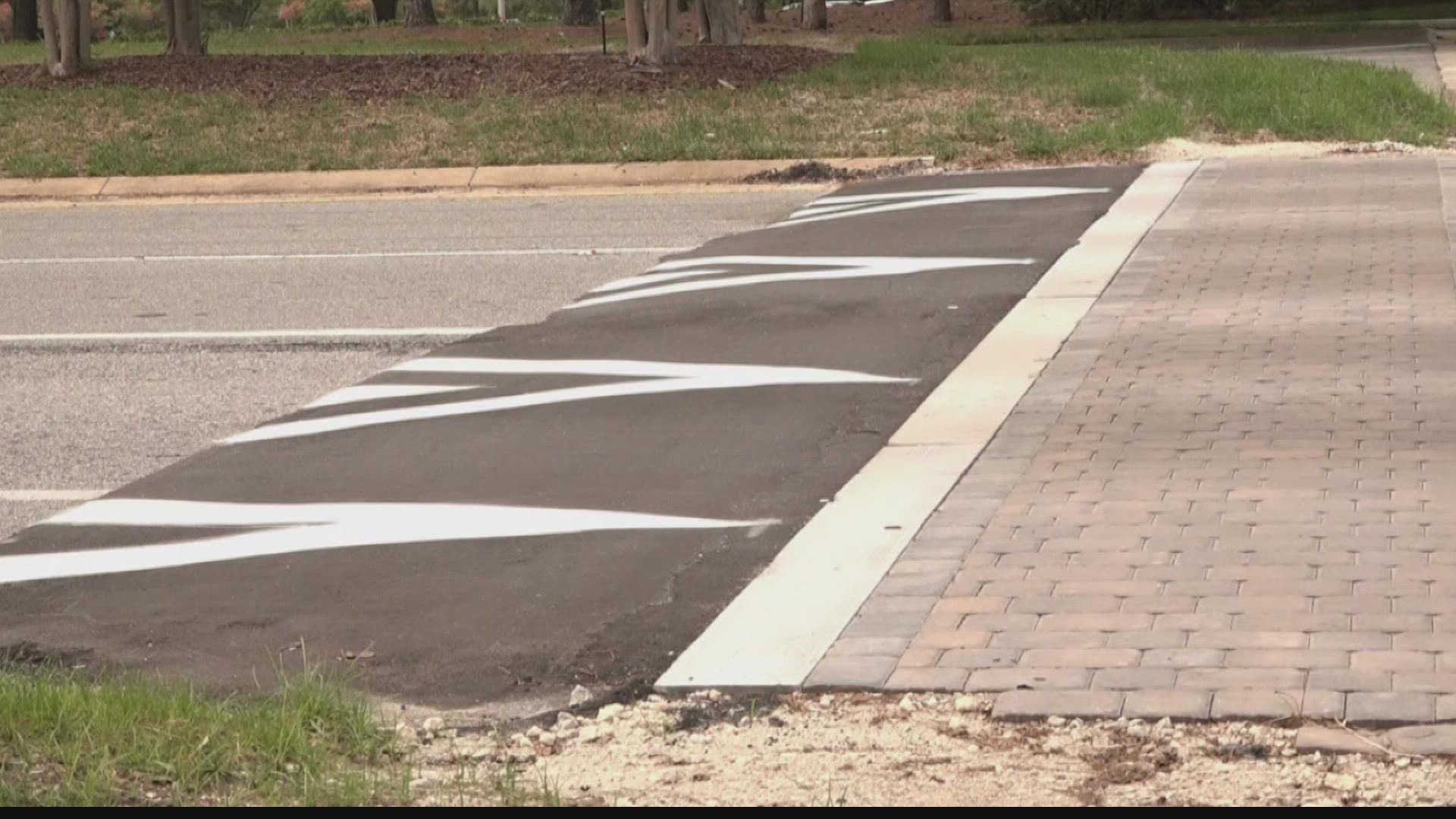 The bumpy crosswalks are located at the St. Johns Town Center.