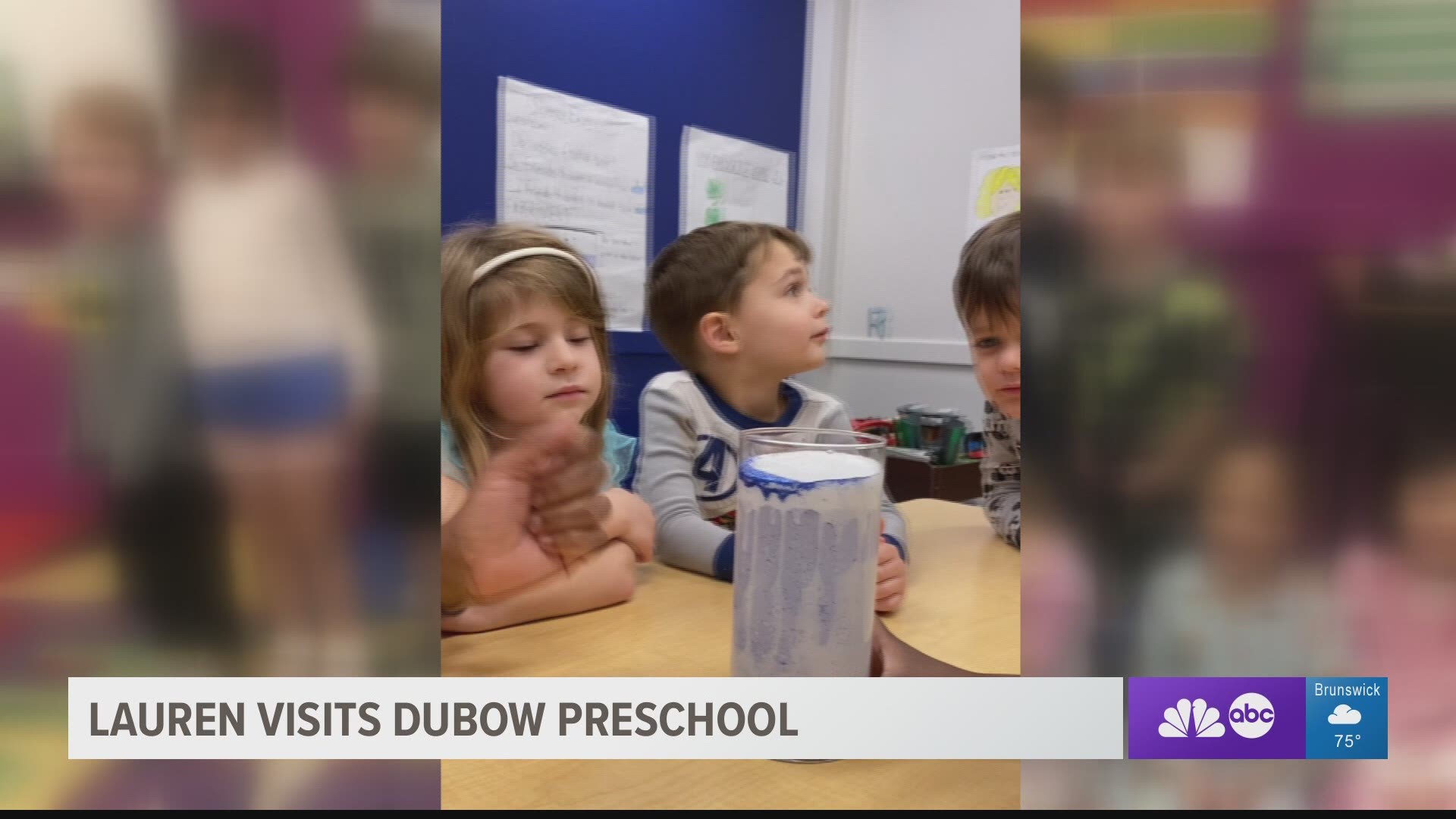 Meteorologist Lauren Rautenkranz visits DuBow Preschool