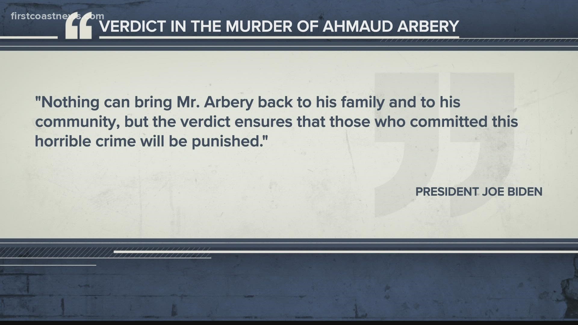 "Nothing can bring Mr. Arbery back to his family and to his community, but the verdict ensures that those who committed this horrible crime will be punished."