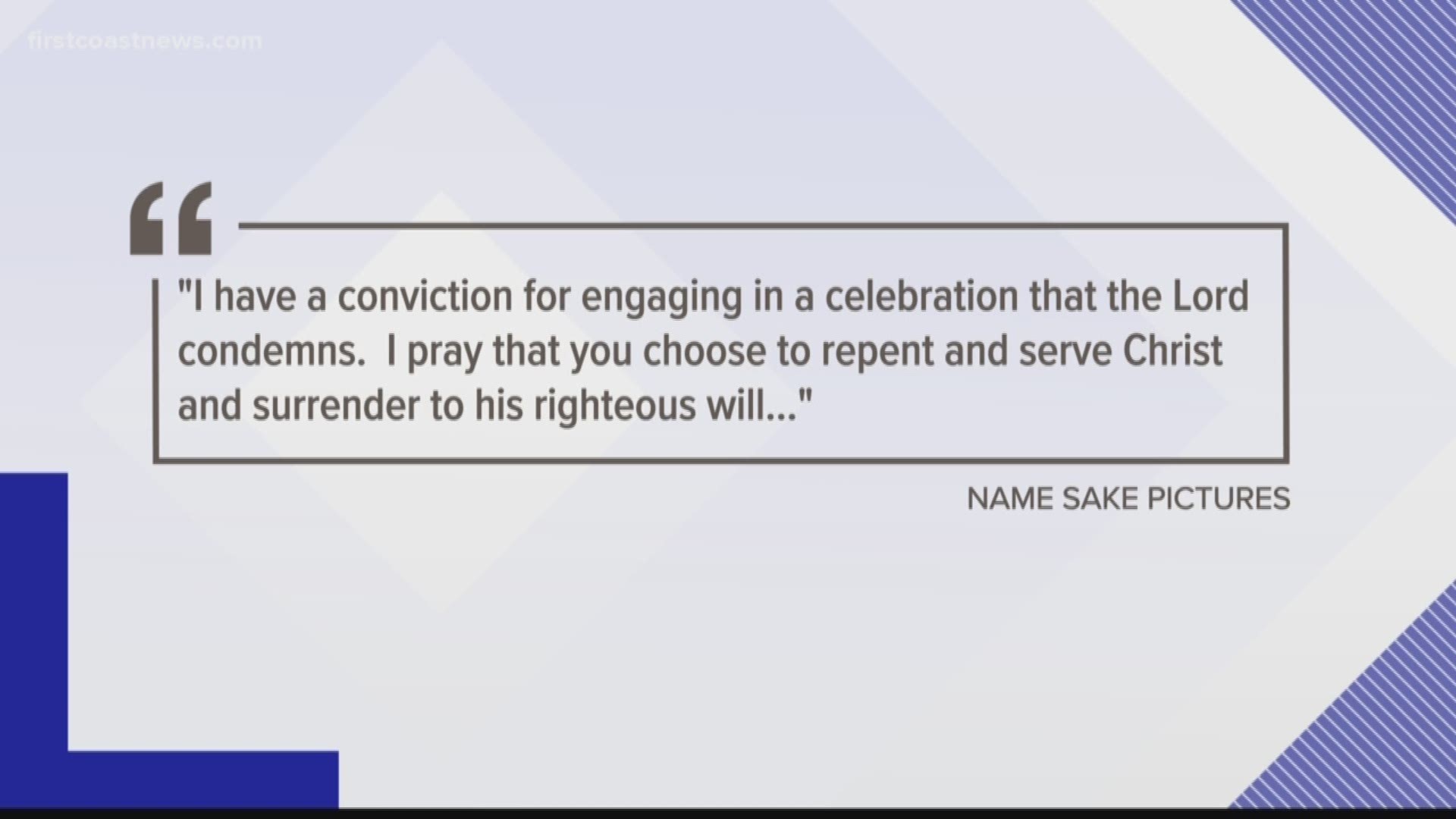 Billy Thornton tells First Coast News he was always upfront about them being a same-sex couple. However, Name Sake Pictures says that was not the case.