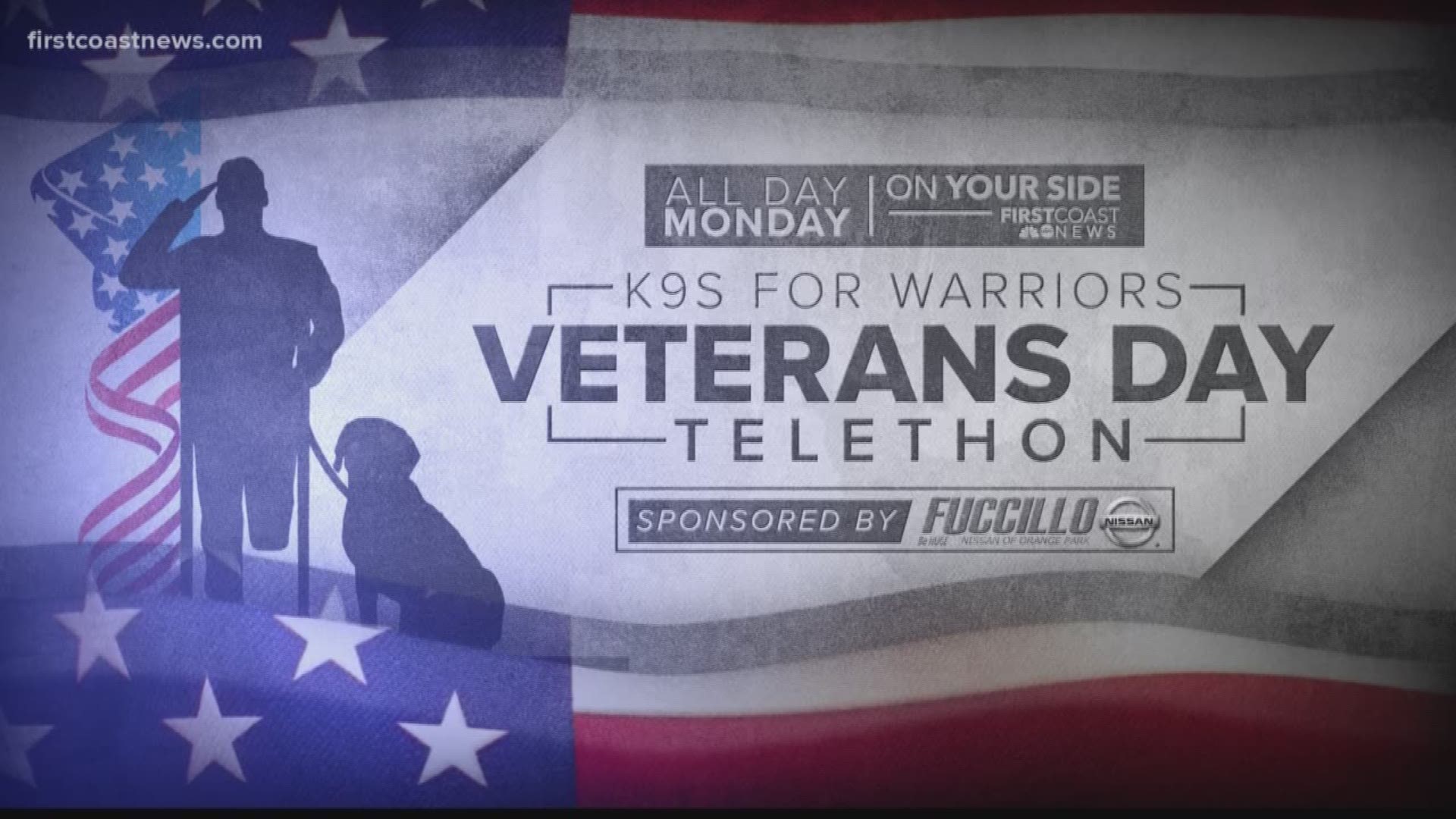 On Monday, Nov. 11, join us for our K9s for Warriors Telethon. K9s for Warriors has a 99% success rate in preventing suicides among veterans with PTSD.