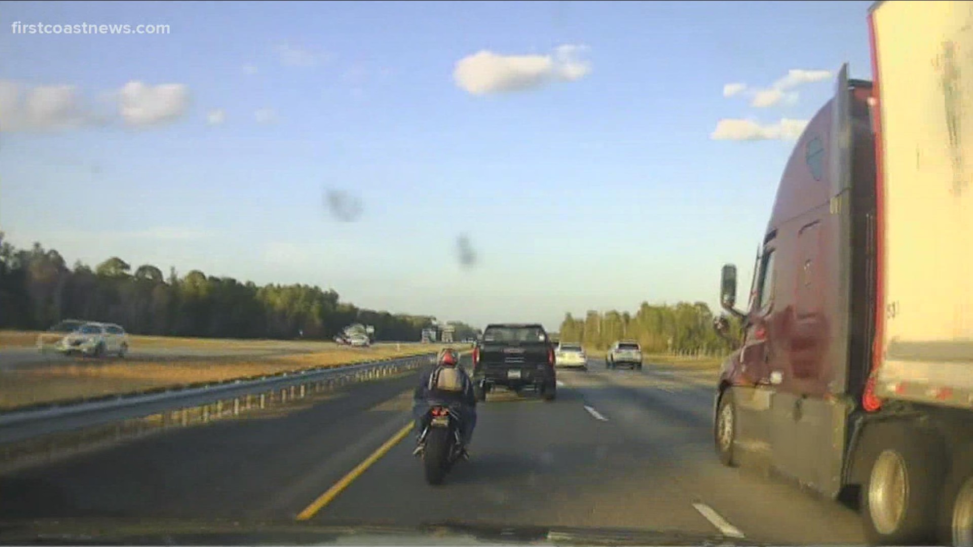 The motorcyclist drove more than 100 miles an hour on I-95.